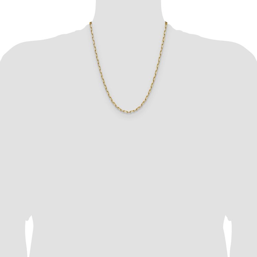 14K Yellow Gold 3.5mm Solid Beveled Paperclip Chain Bracelet
