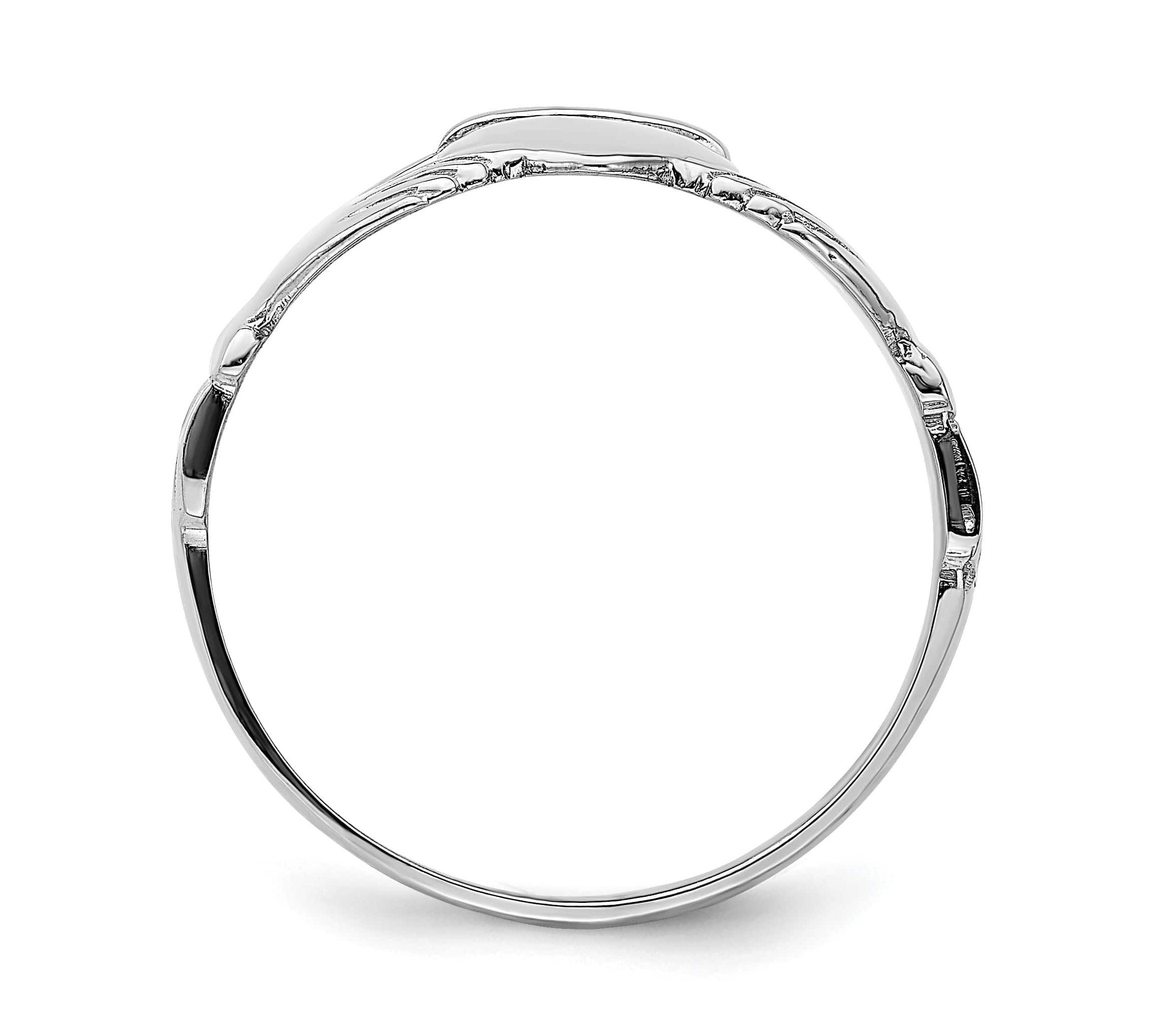 14K White Gold Polished Claddagh Ring