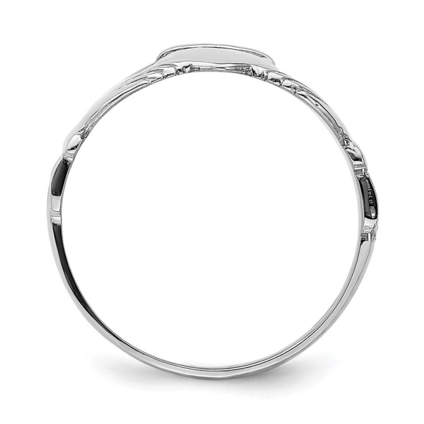 14K White Gold Polished Claddagh Ring