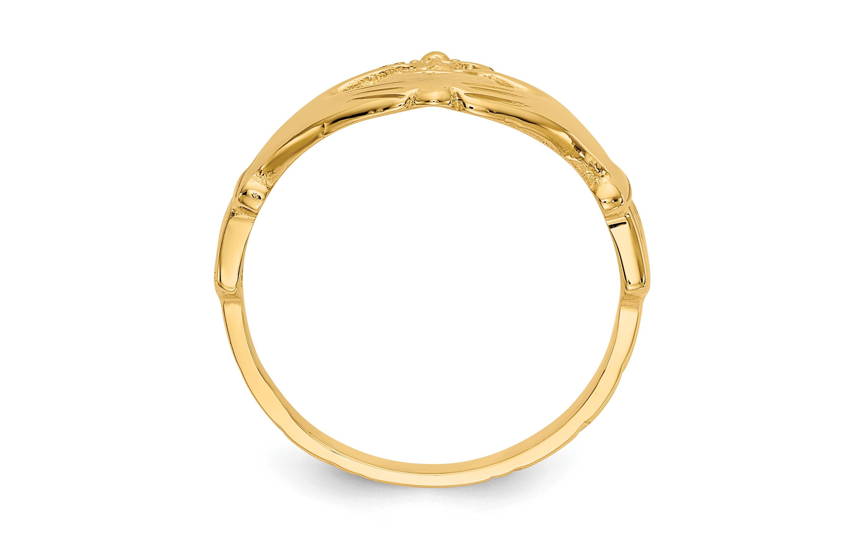 14K Yellow Gold Polished Claddagh Ring