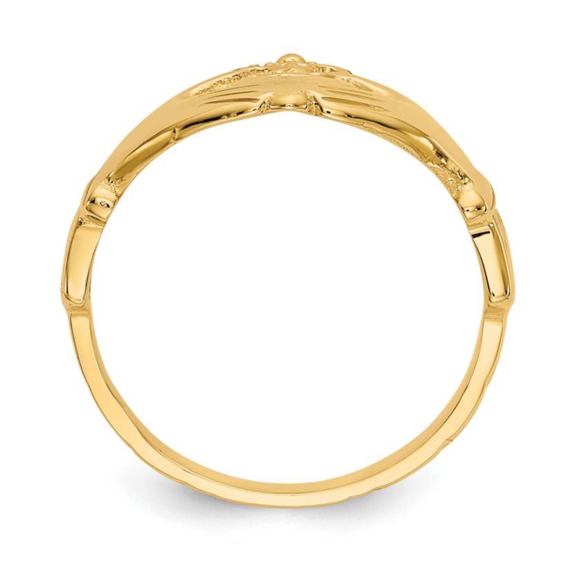 14K Yellow Gold Polished Claddagh Ring