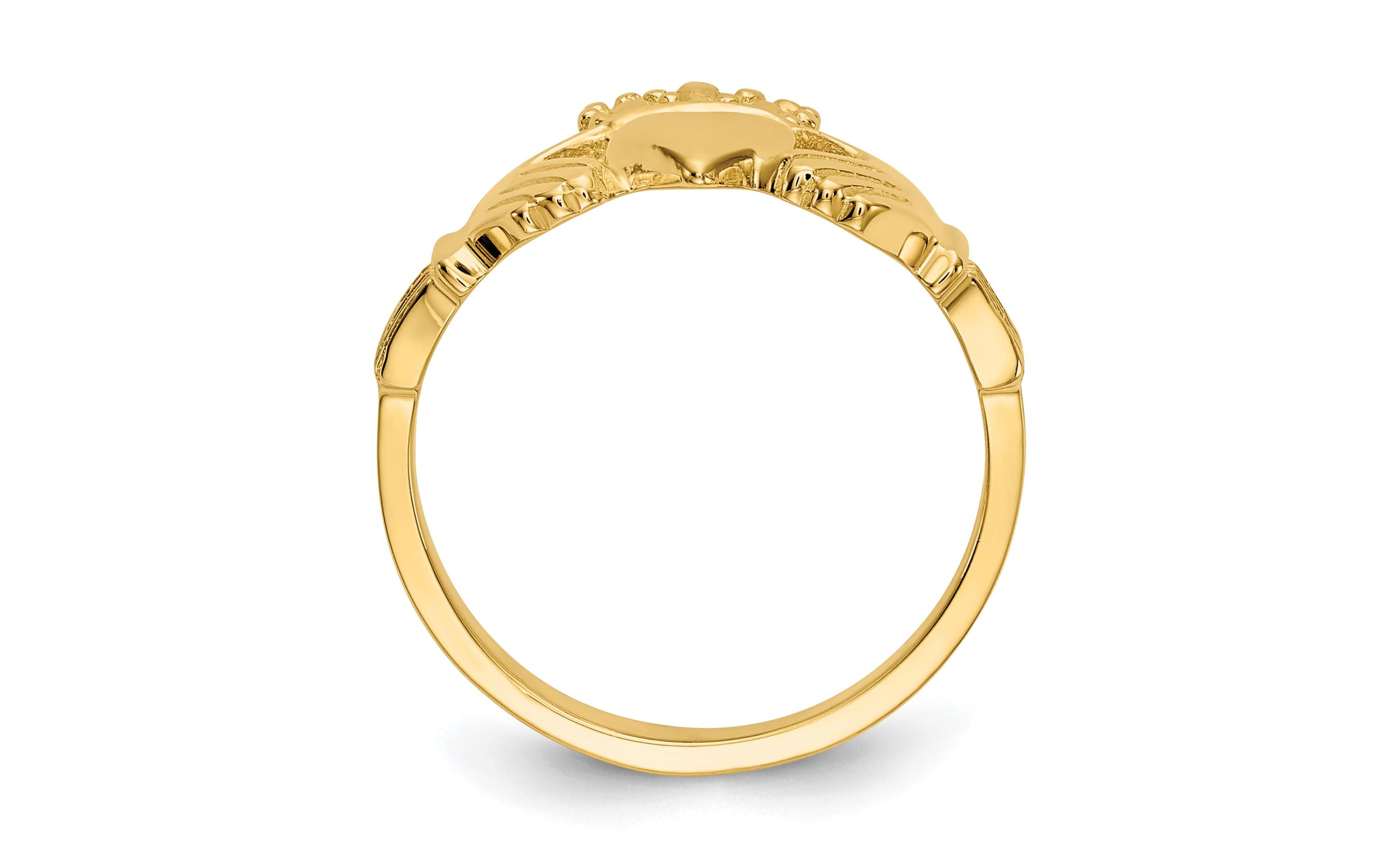 14K Yellow Gold Polished Claddagh Ring