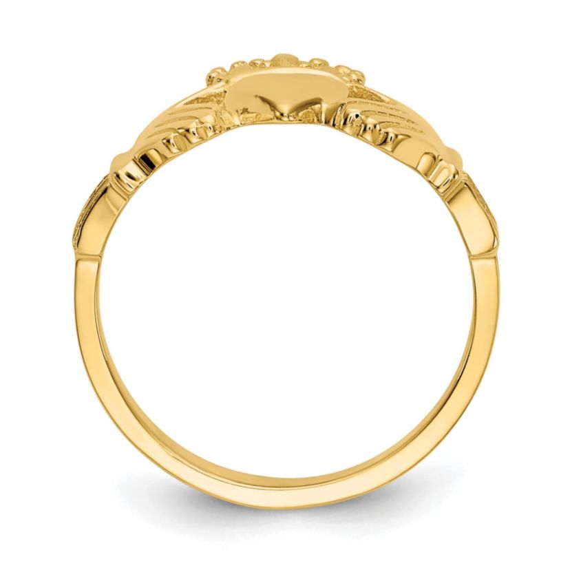 14K Yellow Gold Polished Claddagh Ring