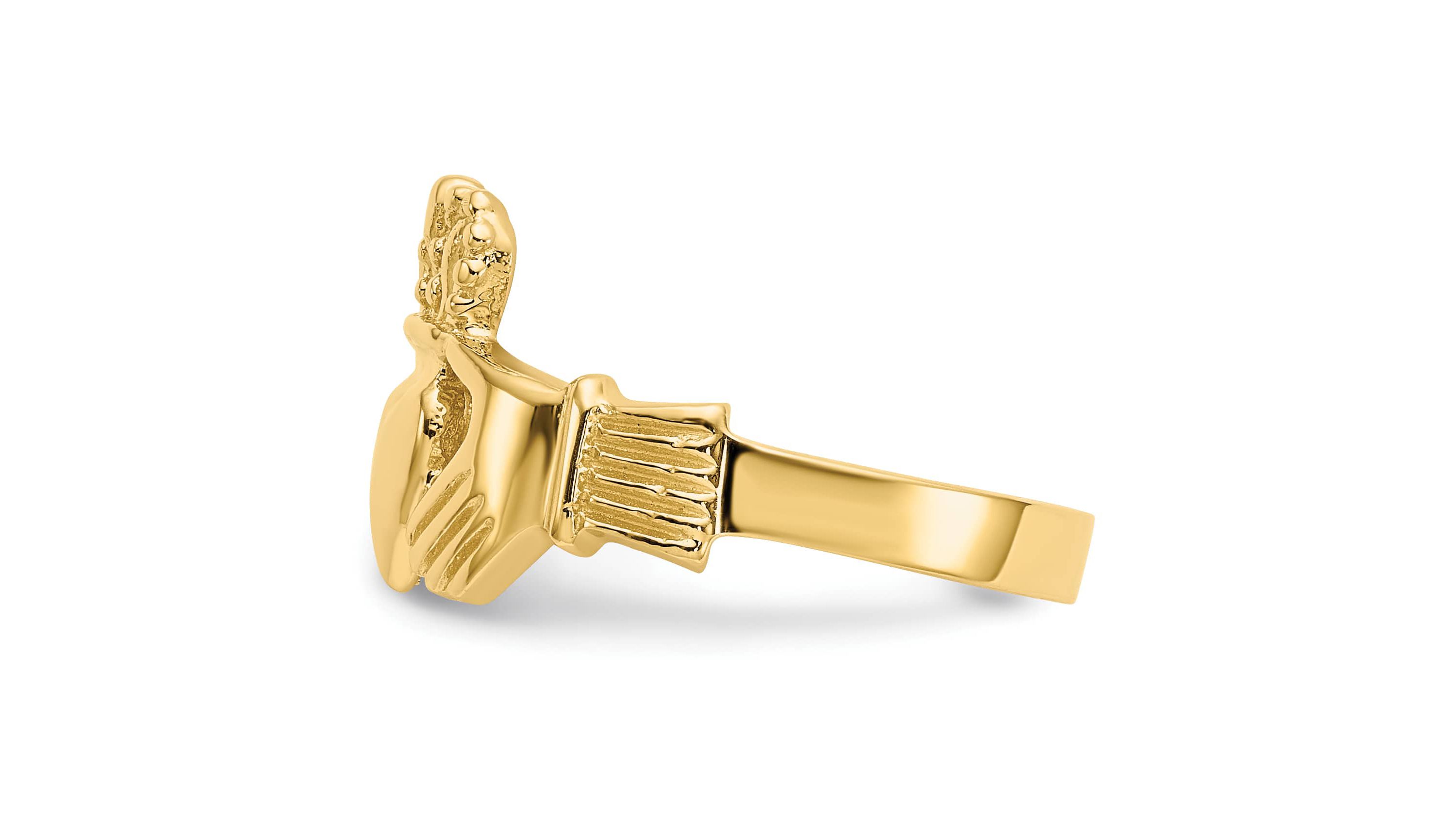 14K Yellow Gold Polished Claddagh Ring