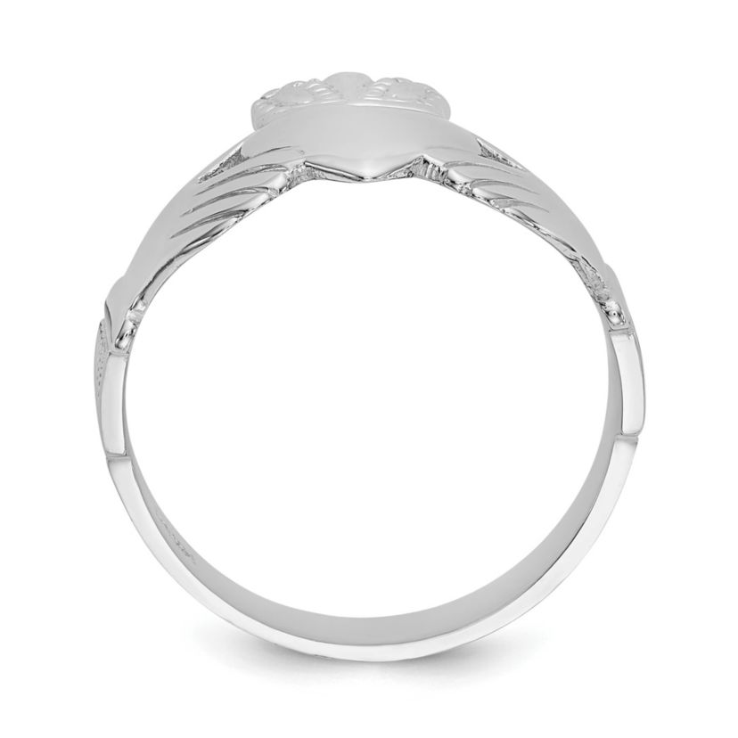 14K White Gold Mens Claddagh Ring