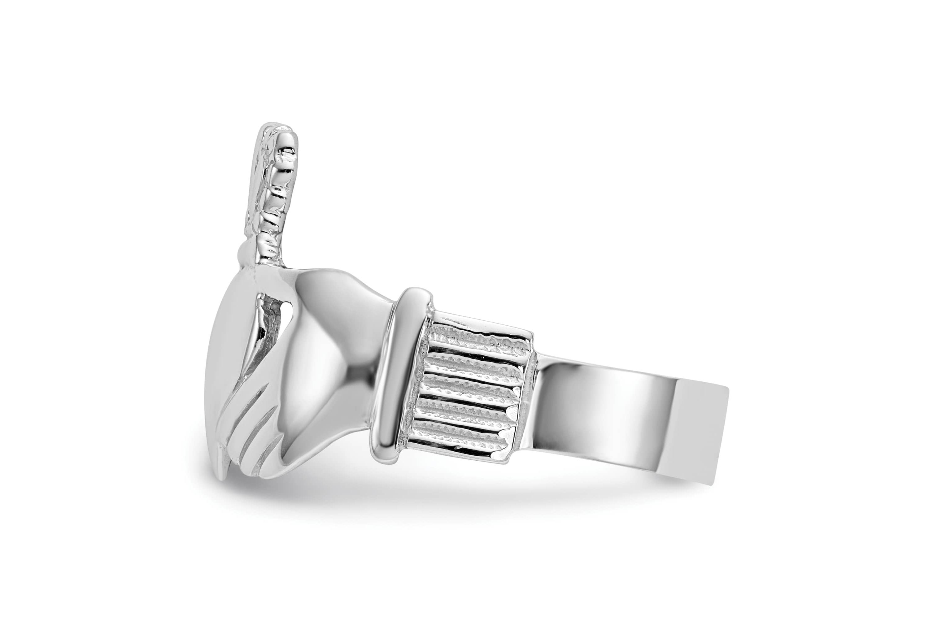 14K White Gold Mens Claddagh Ring