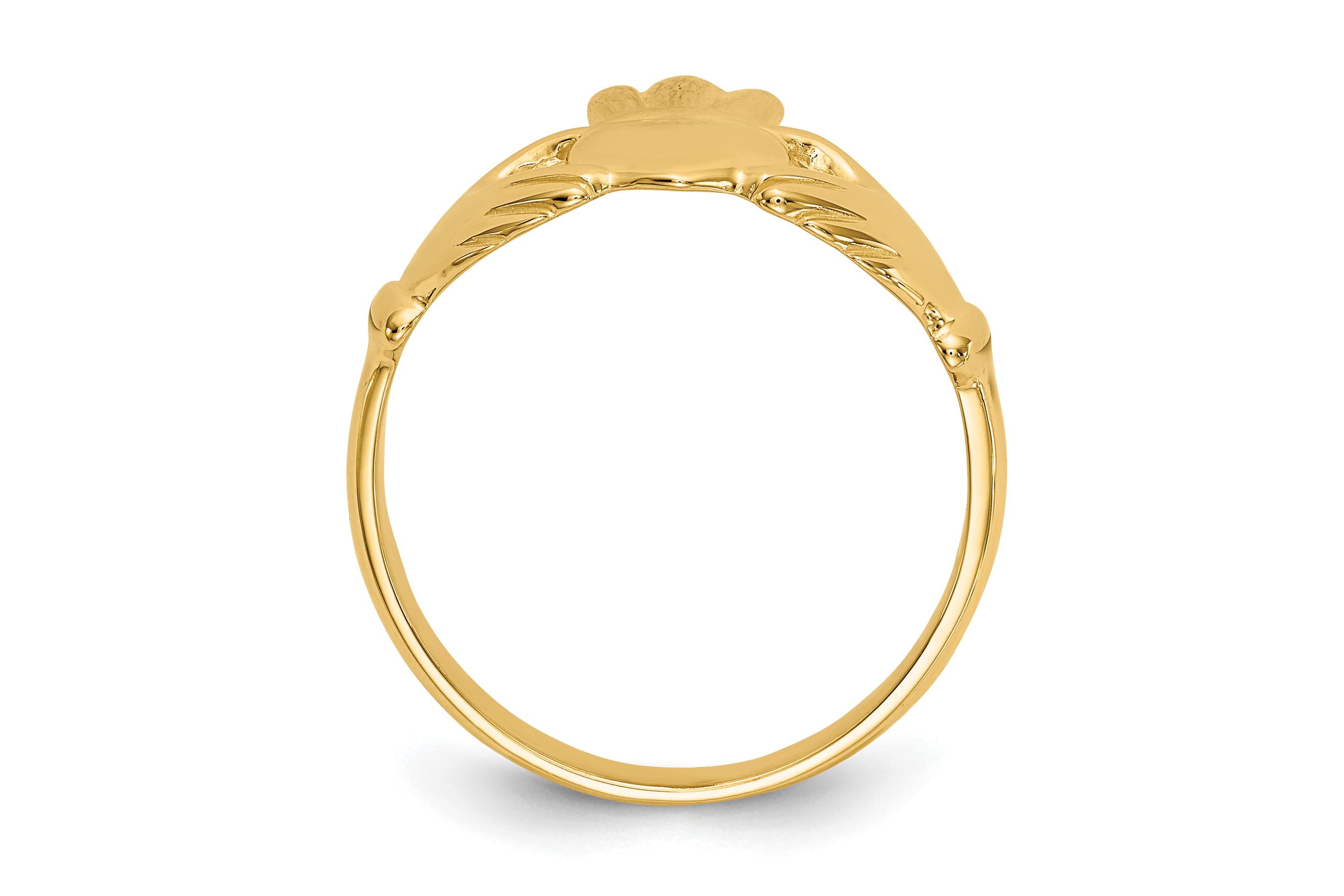 14K Yellow Gold Polished Claddagh Ring