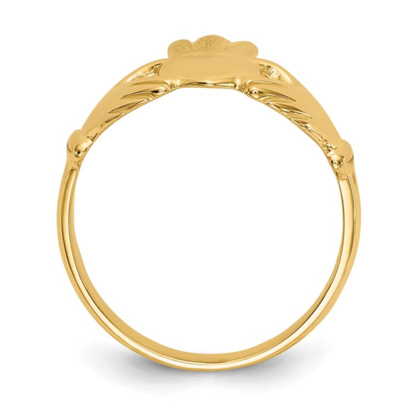 14K Yellow Gold Polished Claddagh Ring