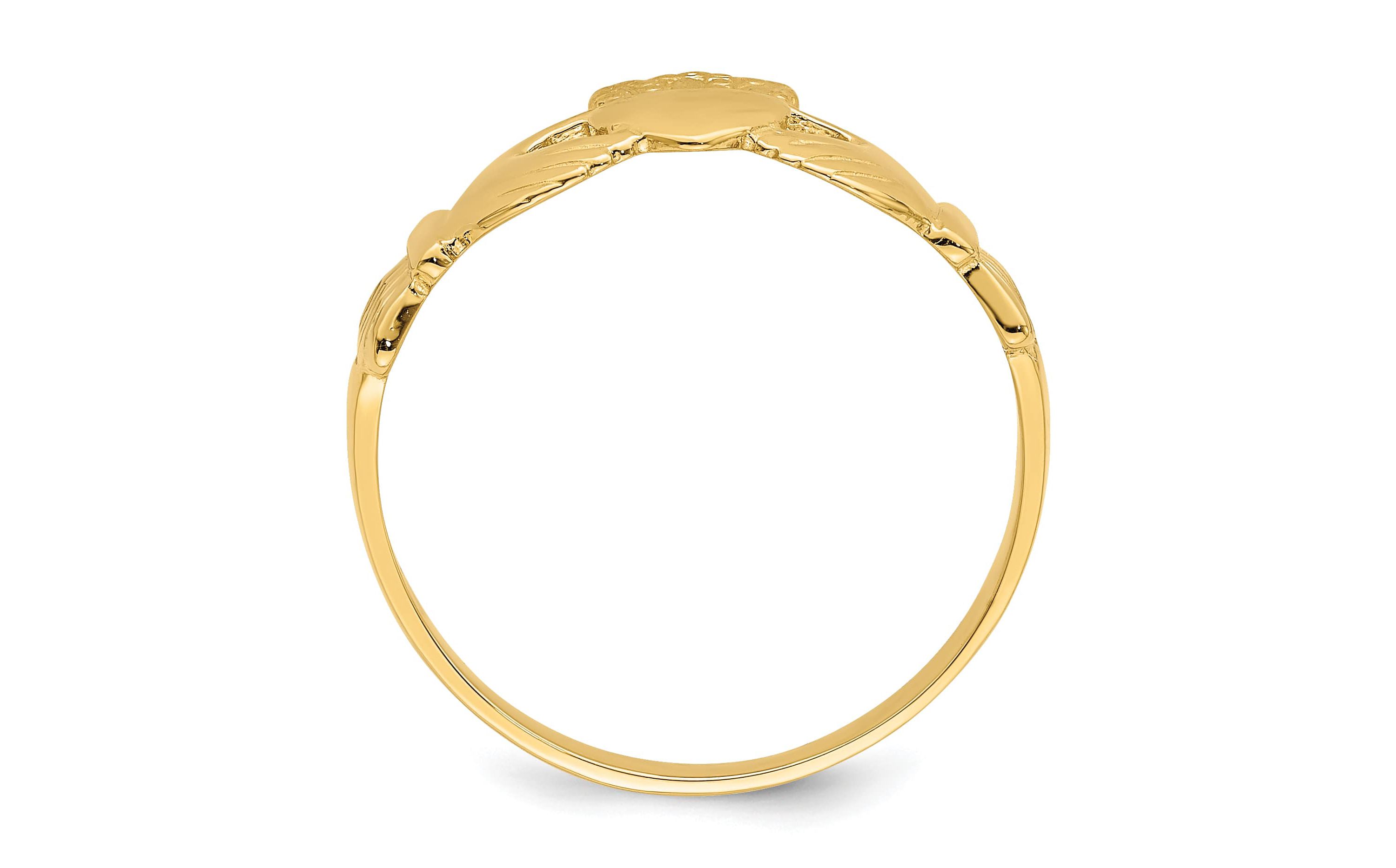 14K Yellow Gold Polished Claddagh Ring