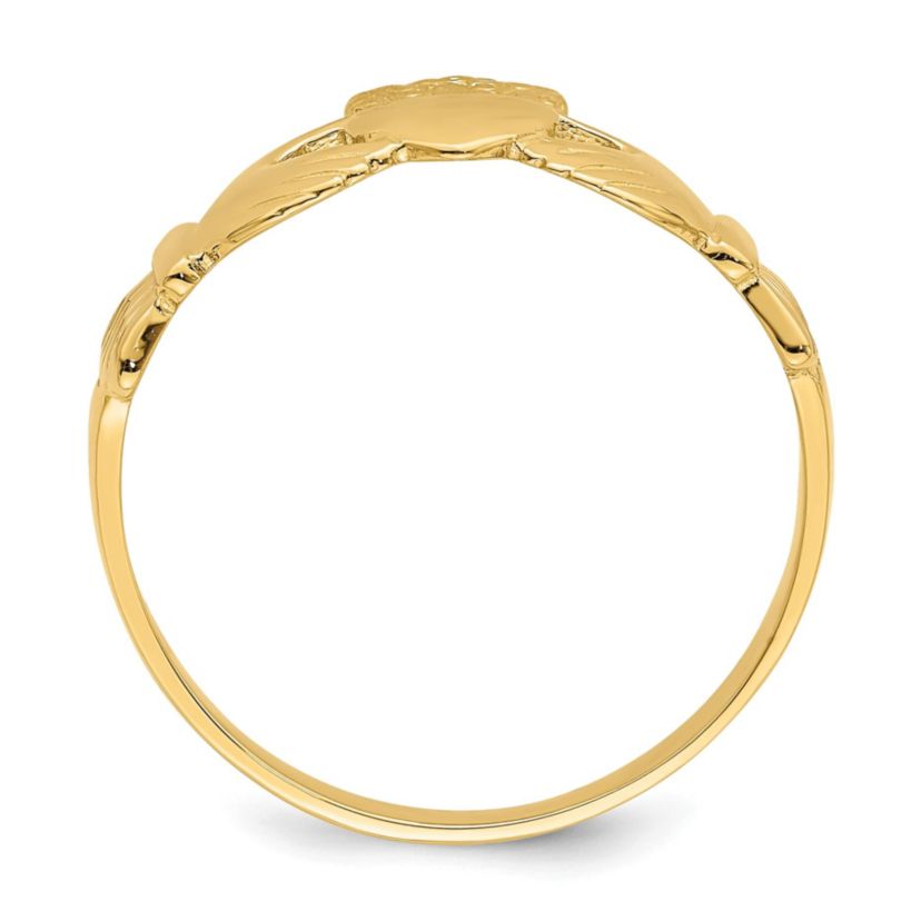 14K Yellow Gold Polished Claddagh Ring