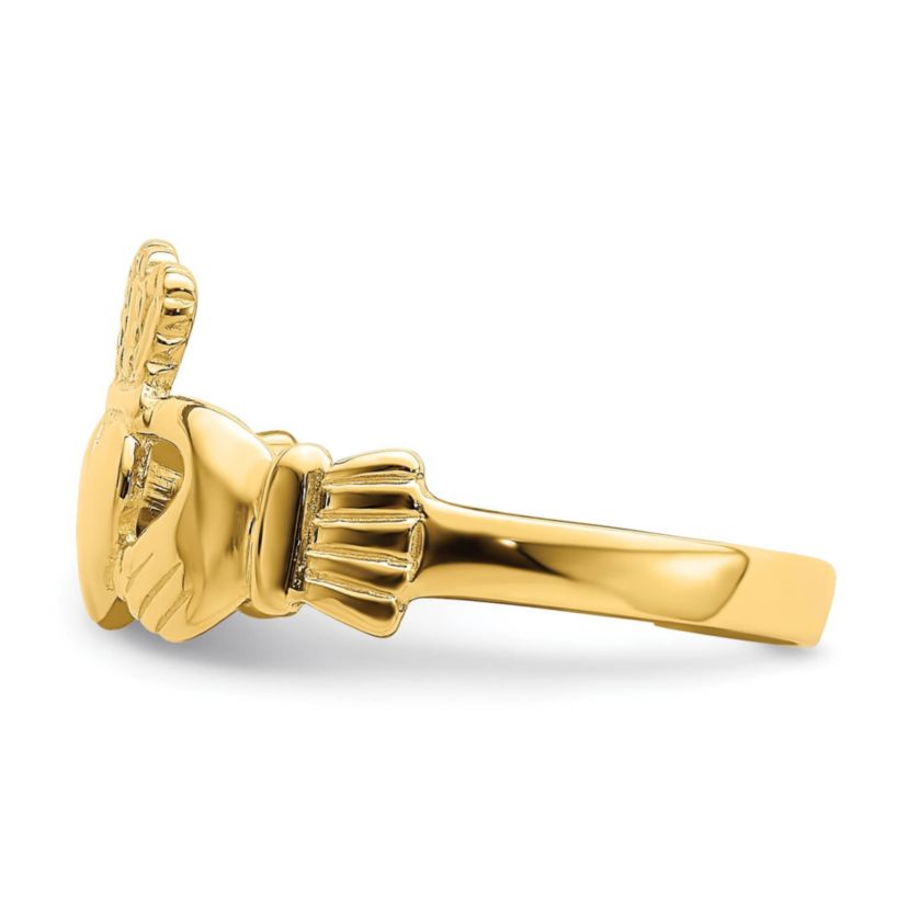 14K Yellow Gold Polished Claddagh Ring