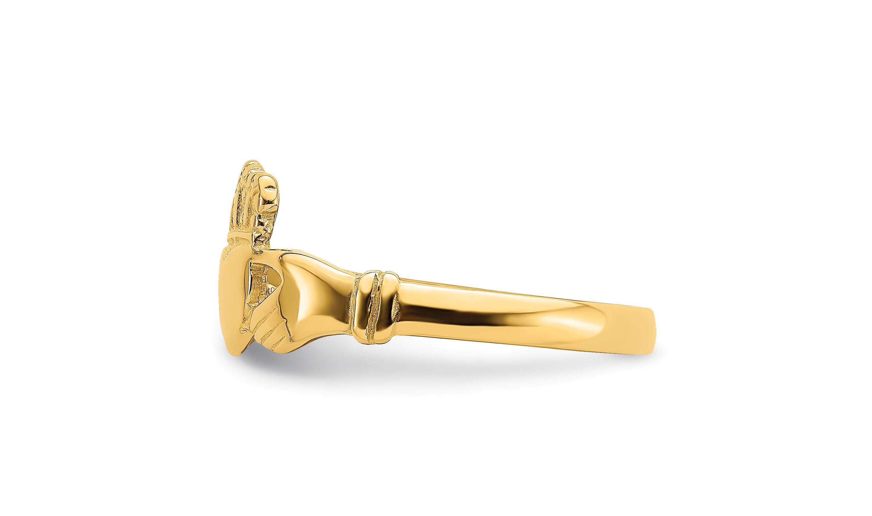 14K Yellow Gold Polished Claddagh Ring