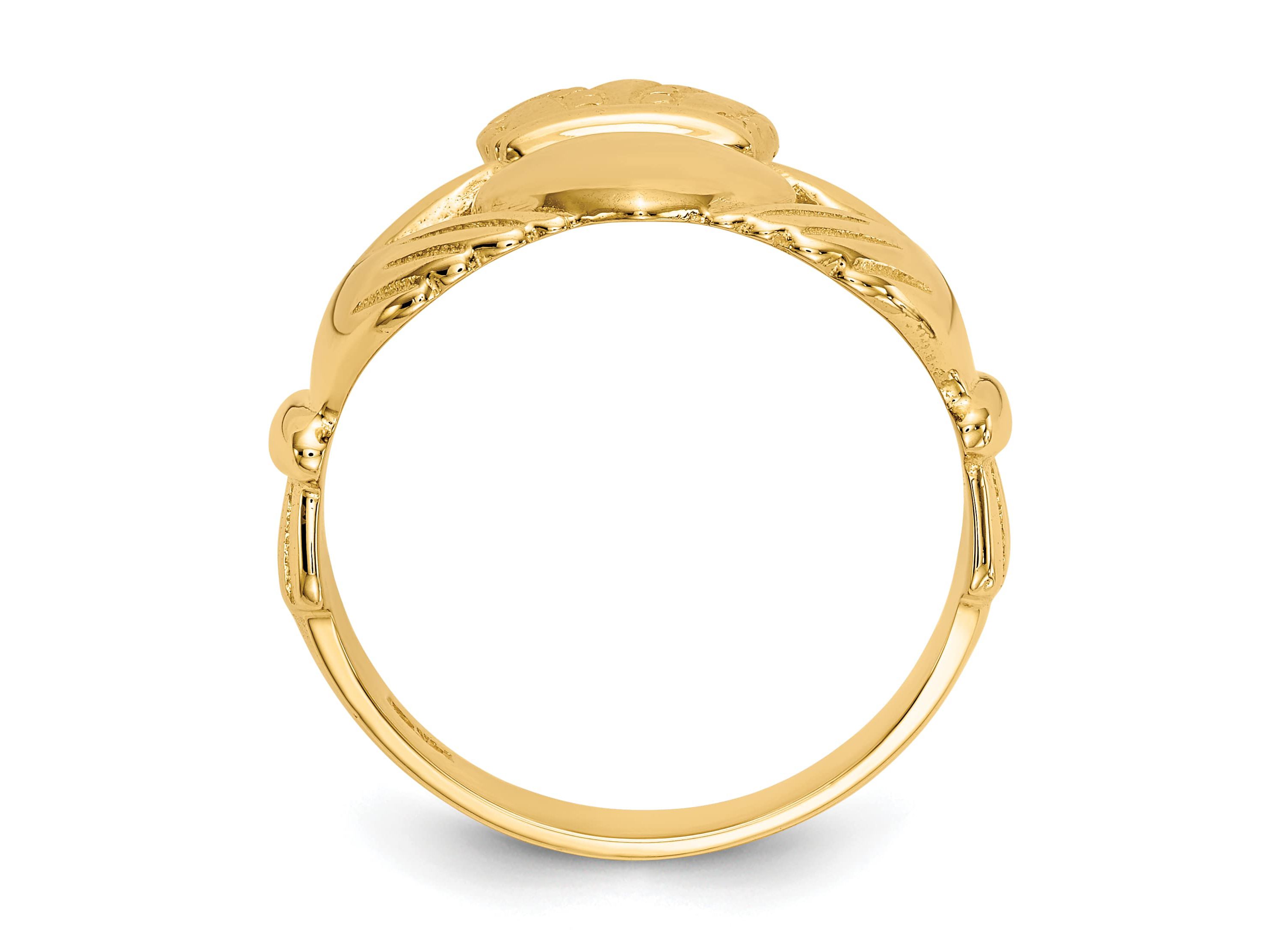 14K Yellow Gold Mens Claddagh Ring
