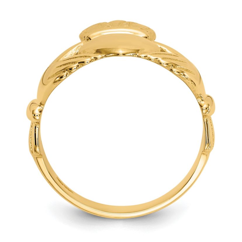 14K Yellow Gold Mens Claddagh Ring