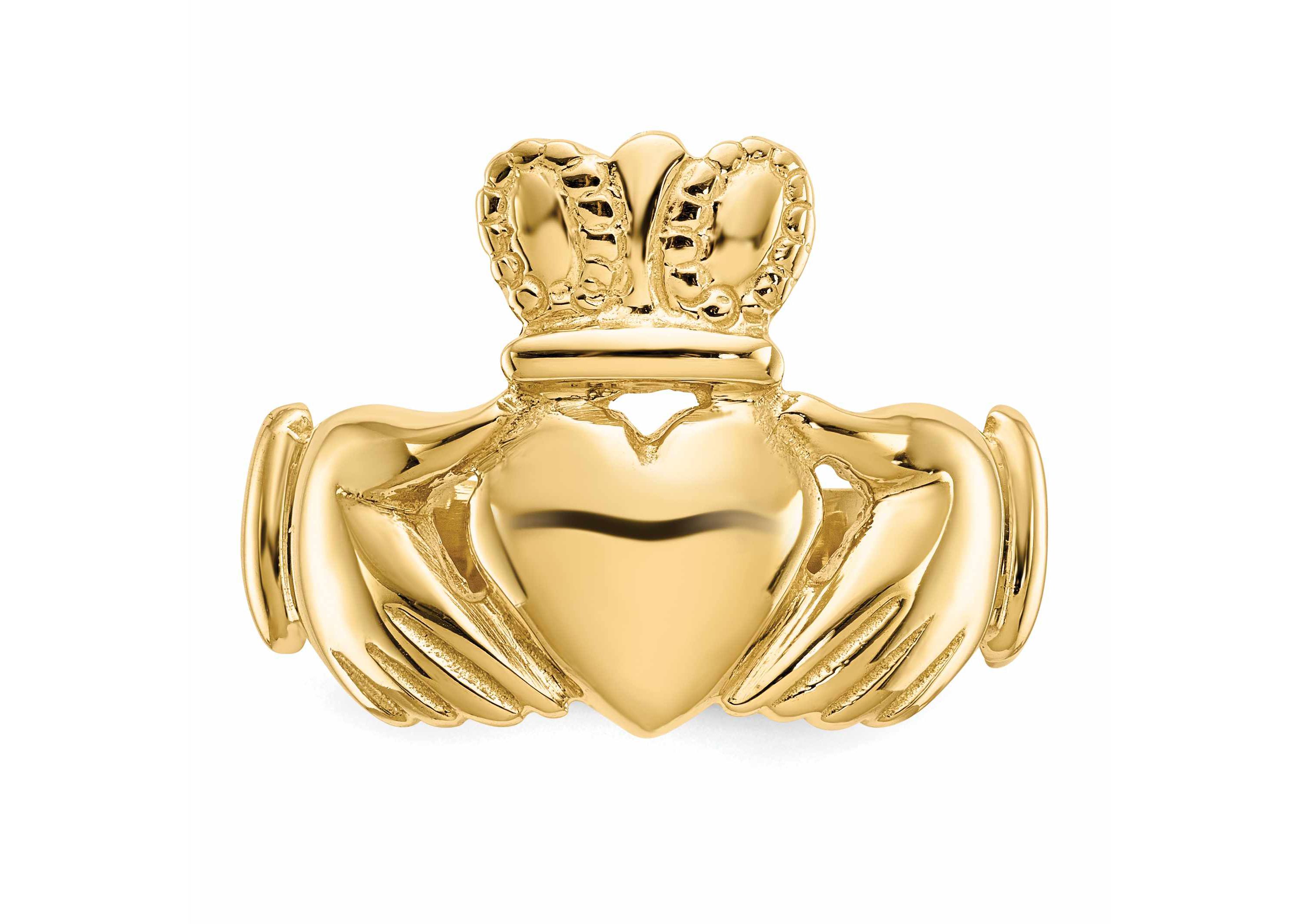 14K Yellow Gold Mens Claddagh Ring