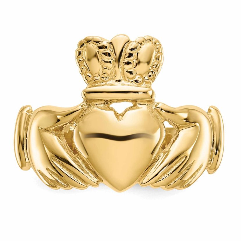 14K Yellow Gold Mens Claddagh Ring