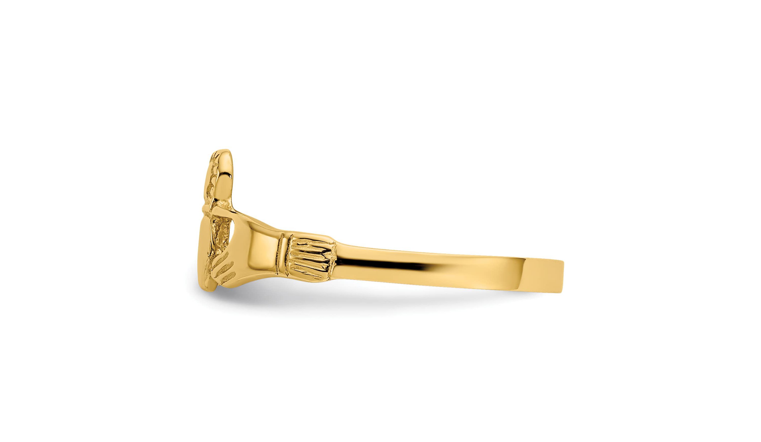 14K Yellow Gold Polished Ladies Claddagh Ring