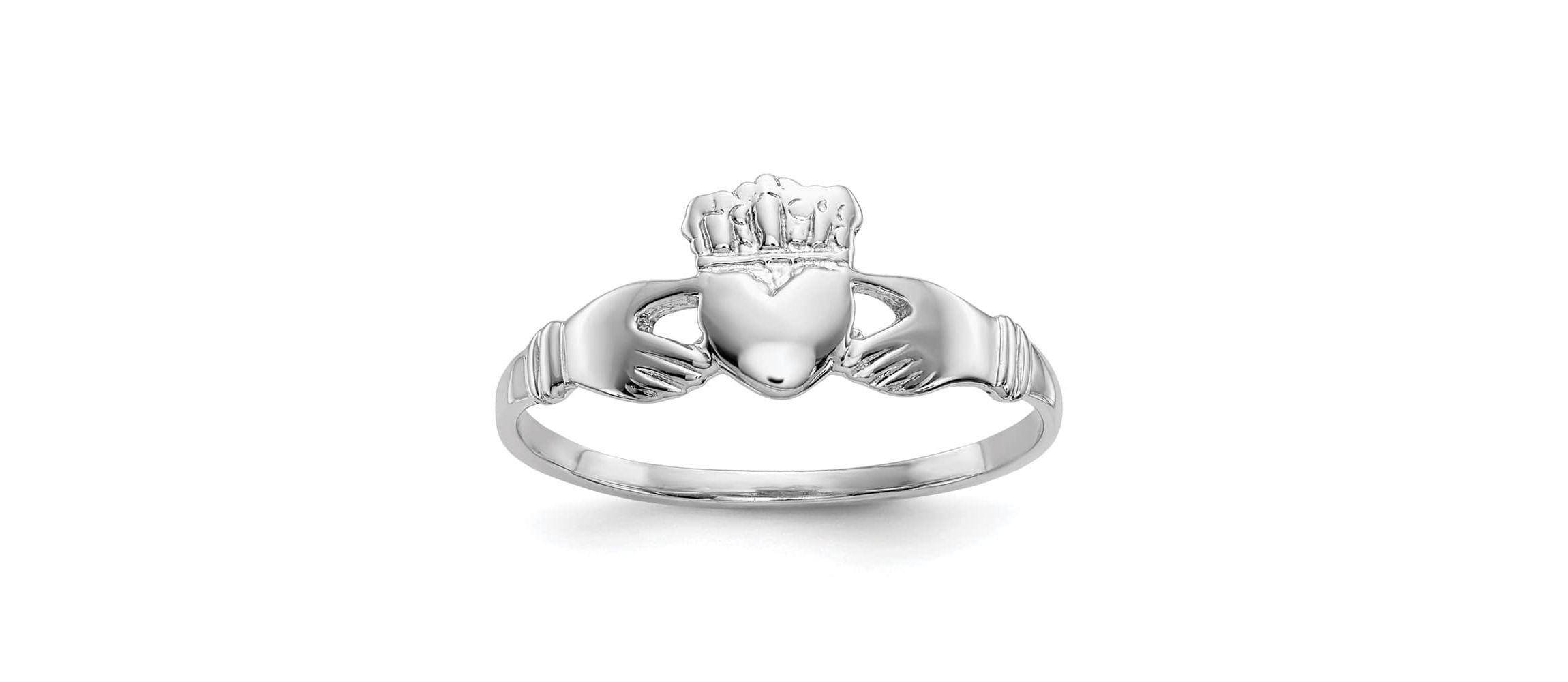 14K White Gold Ladies Claddagh Ring