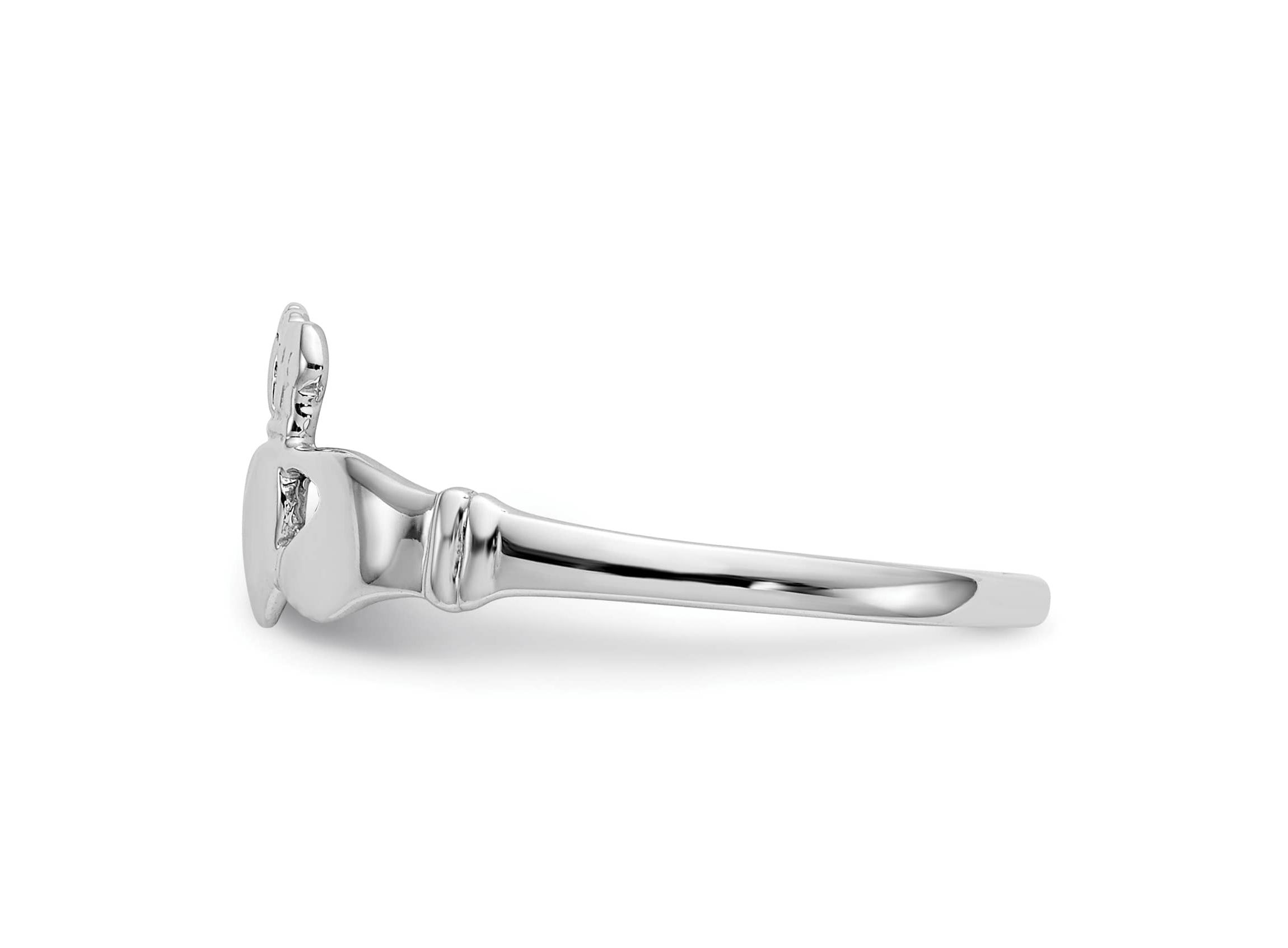 14K White Gold Ladies Claddagh Ring