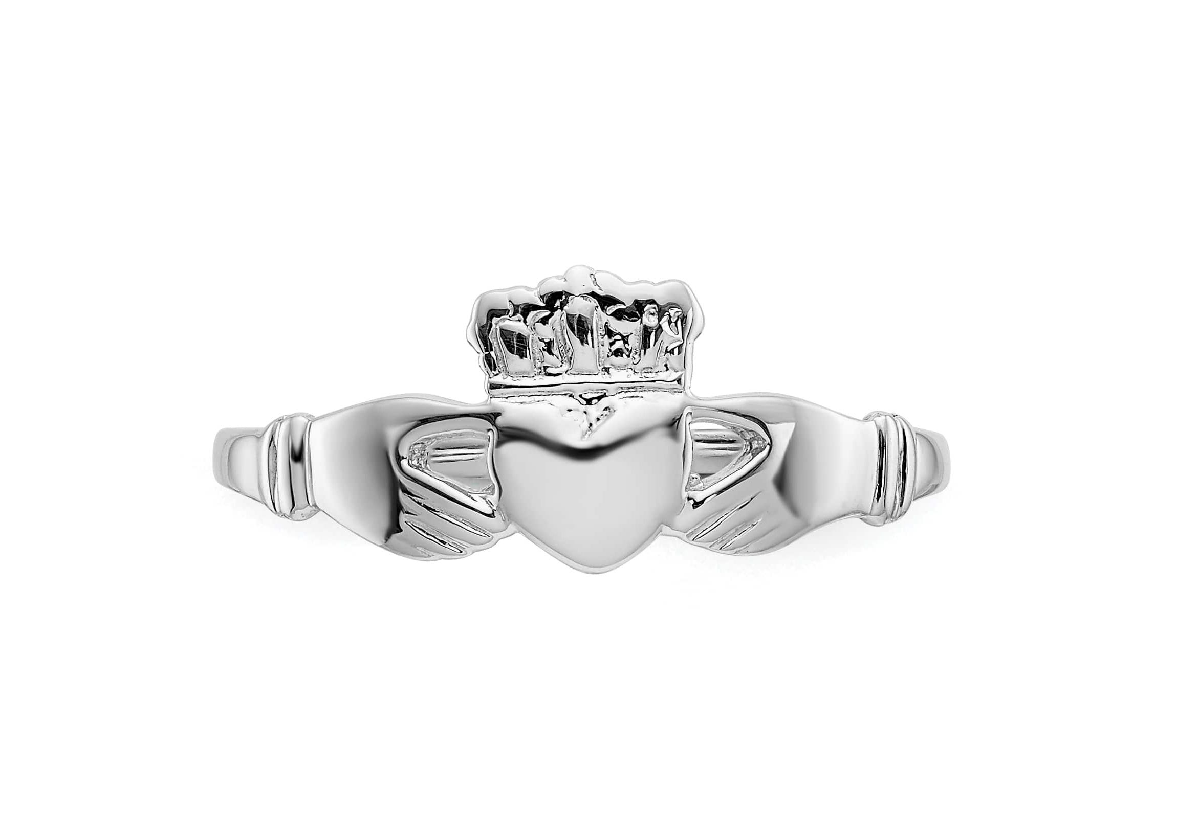 14K White Gold Ladies Claddagh Ring