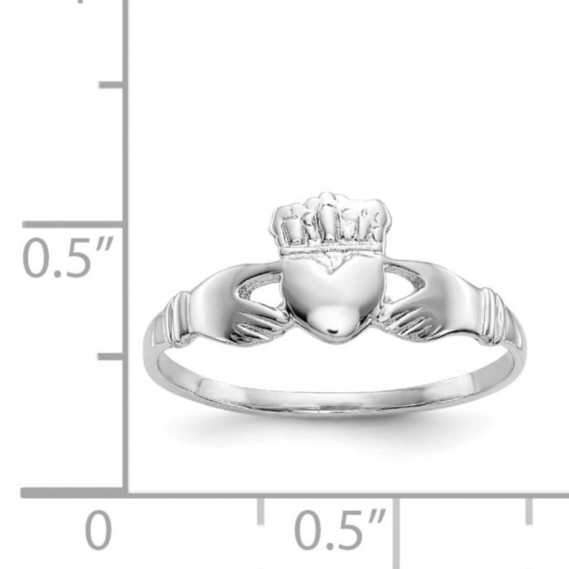14K White Gold Ladies Claddagh Ring