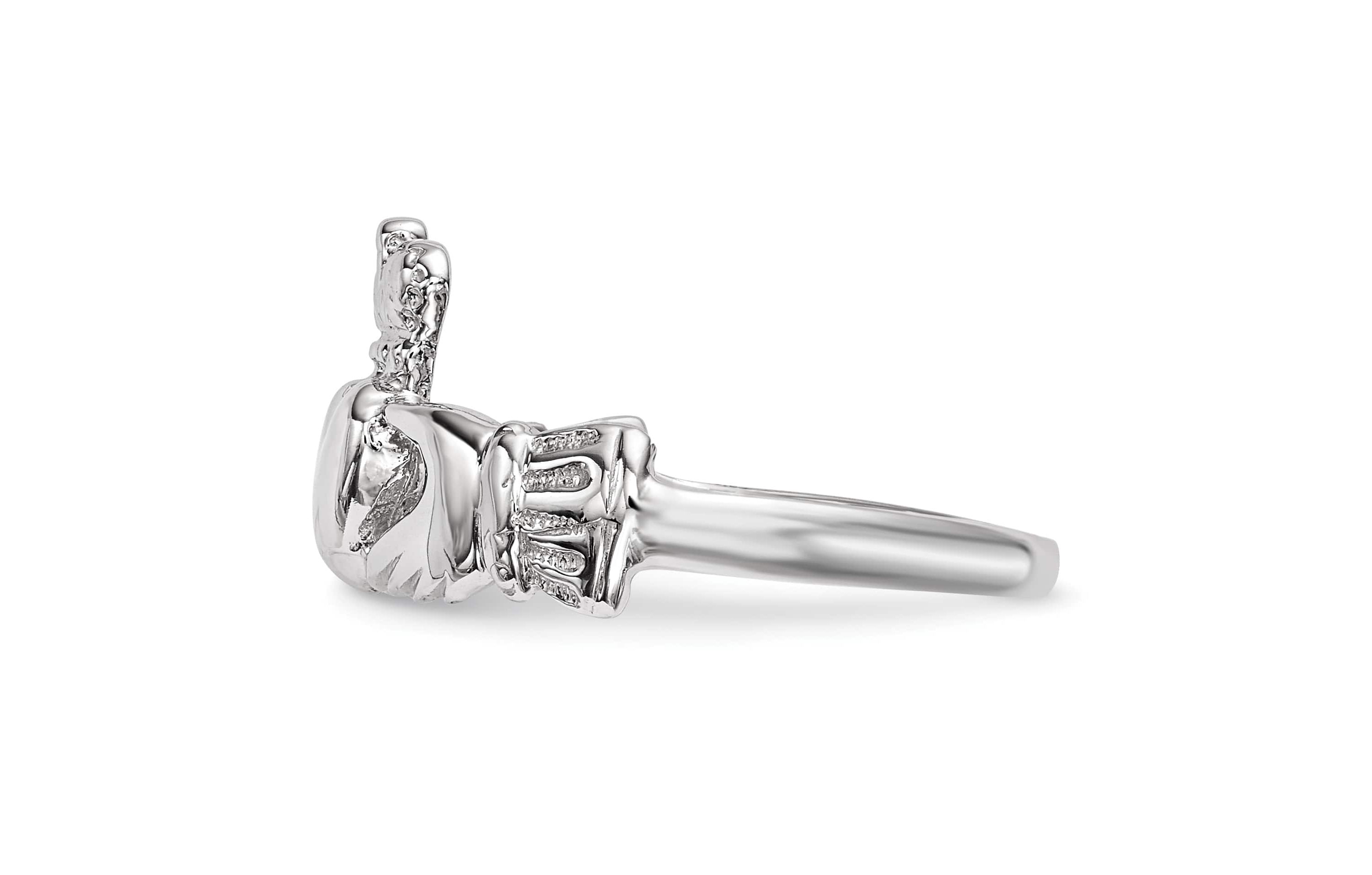 14K White Gold Polished Claddagh Ring