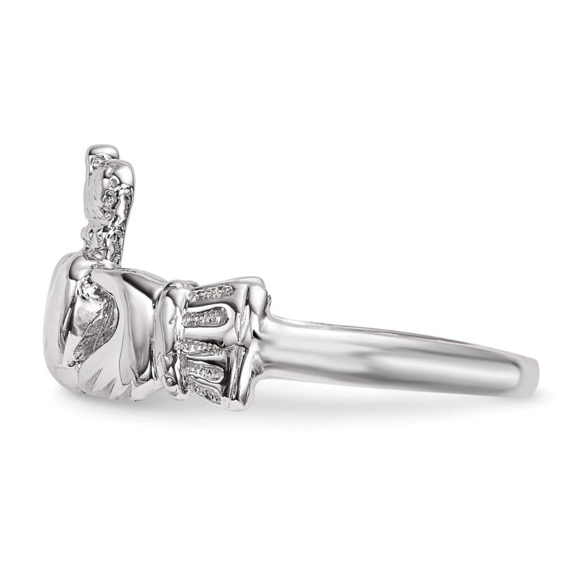 14K White Gold Polished Claddagh Ring