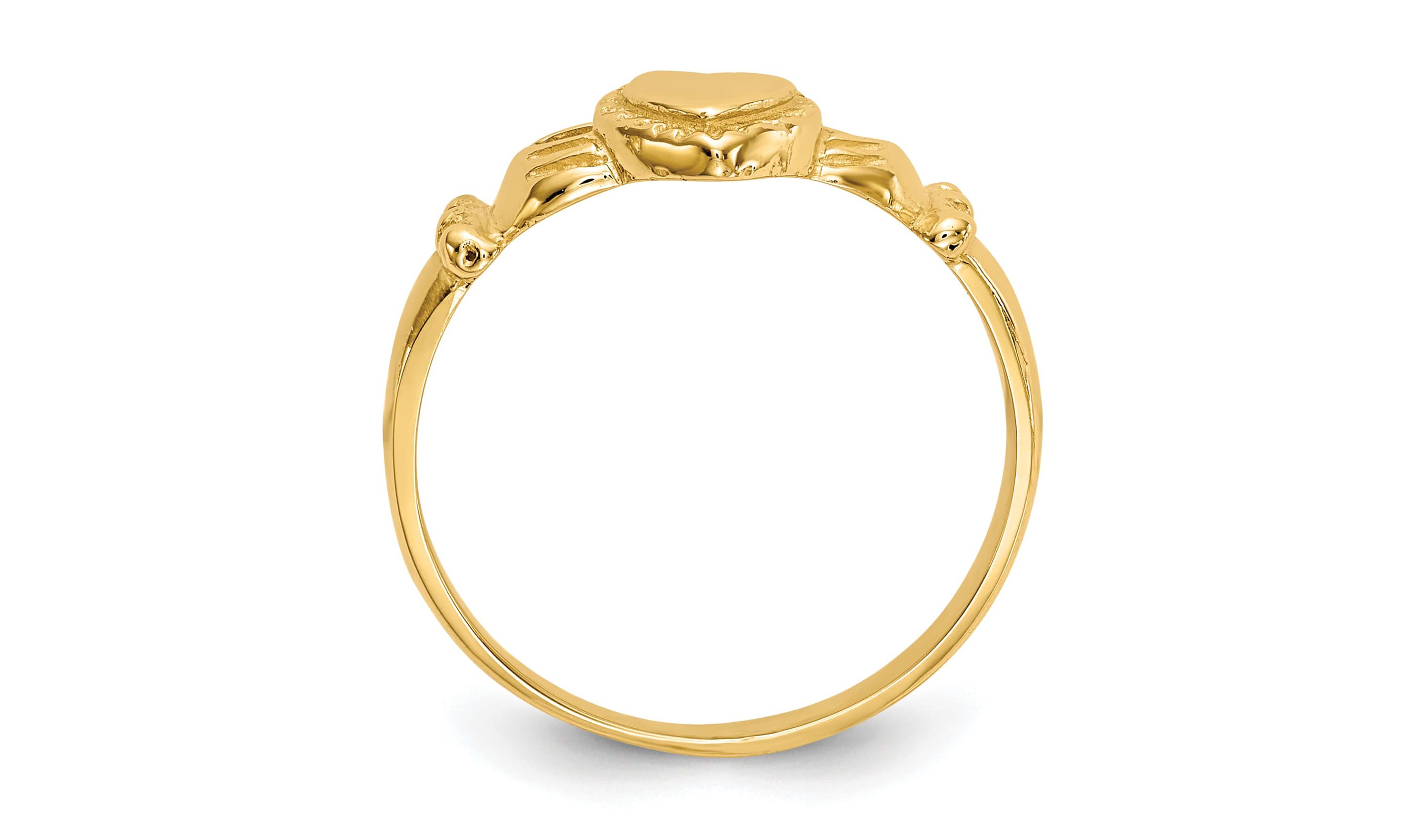 14K Yellow Gold Polished Ladies Claddagh Ring