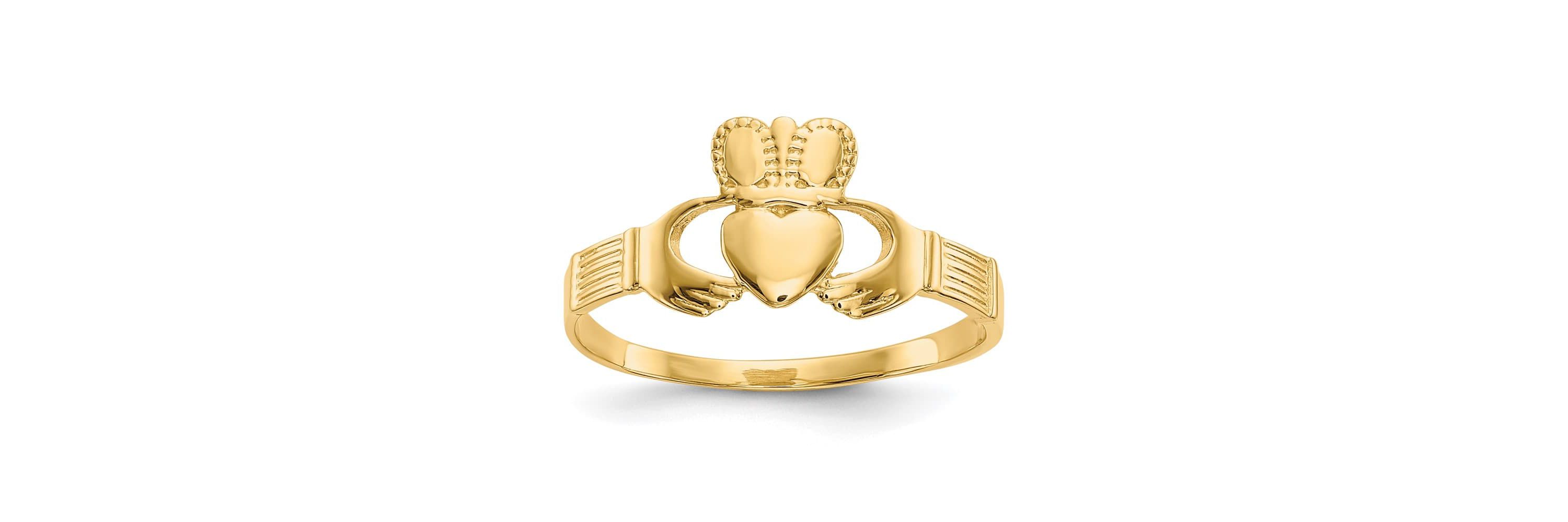 14K Yellow Gold Ladies Claddagh Ring