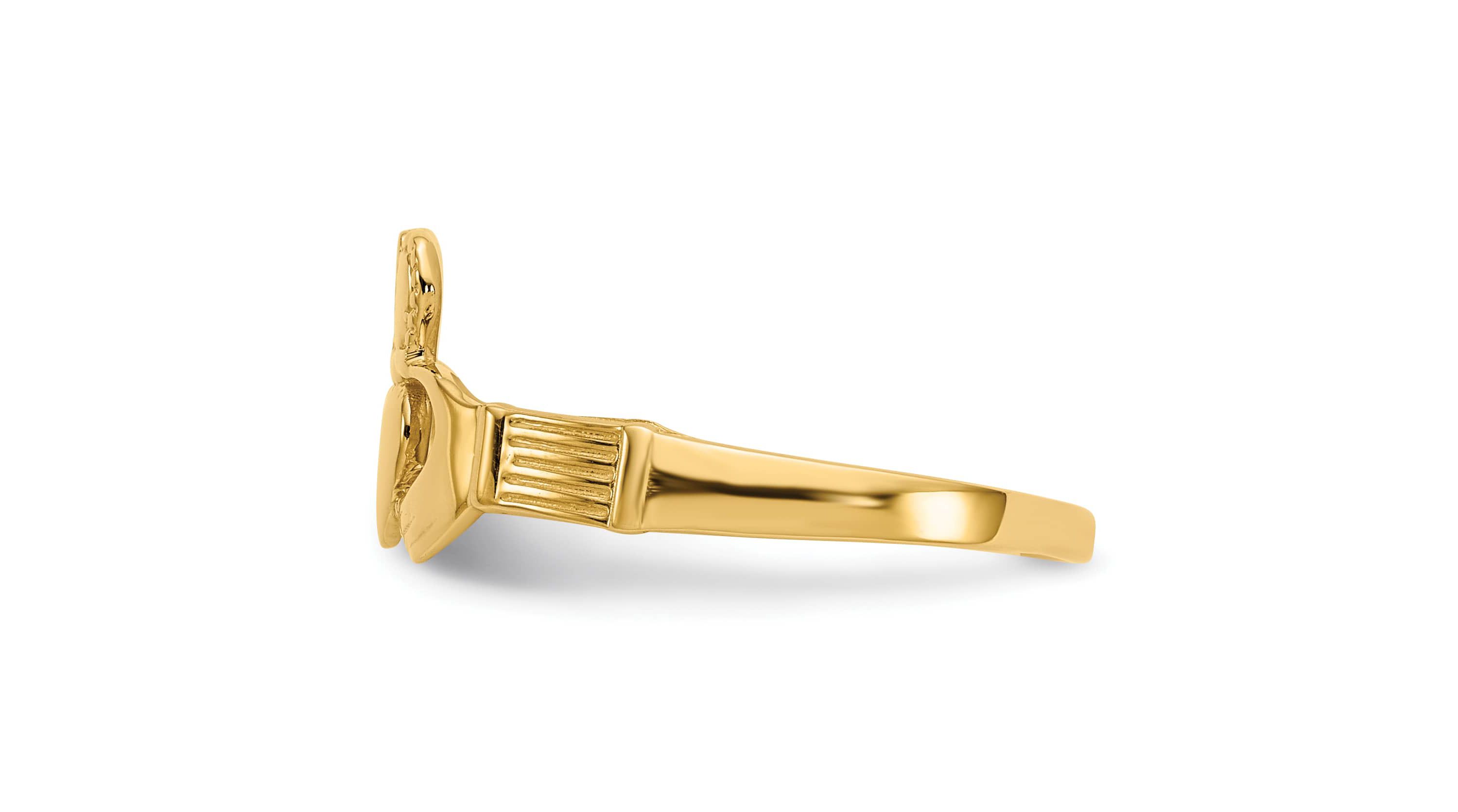 14K Yellow Gold Ladies Claddagh Ring