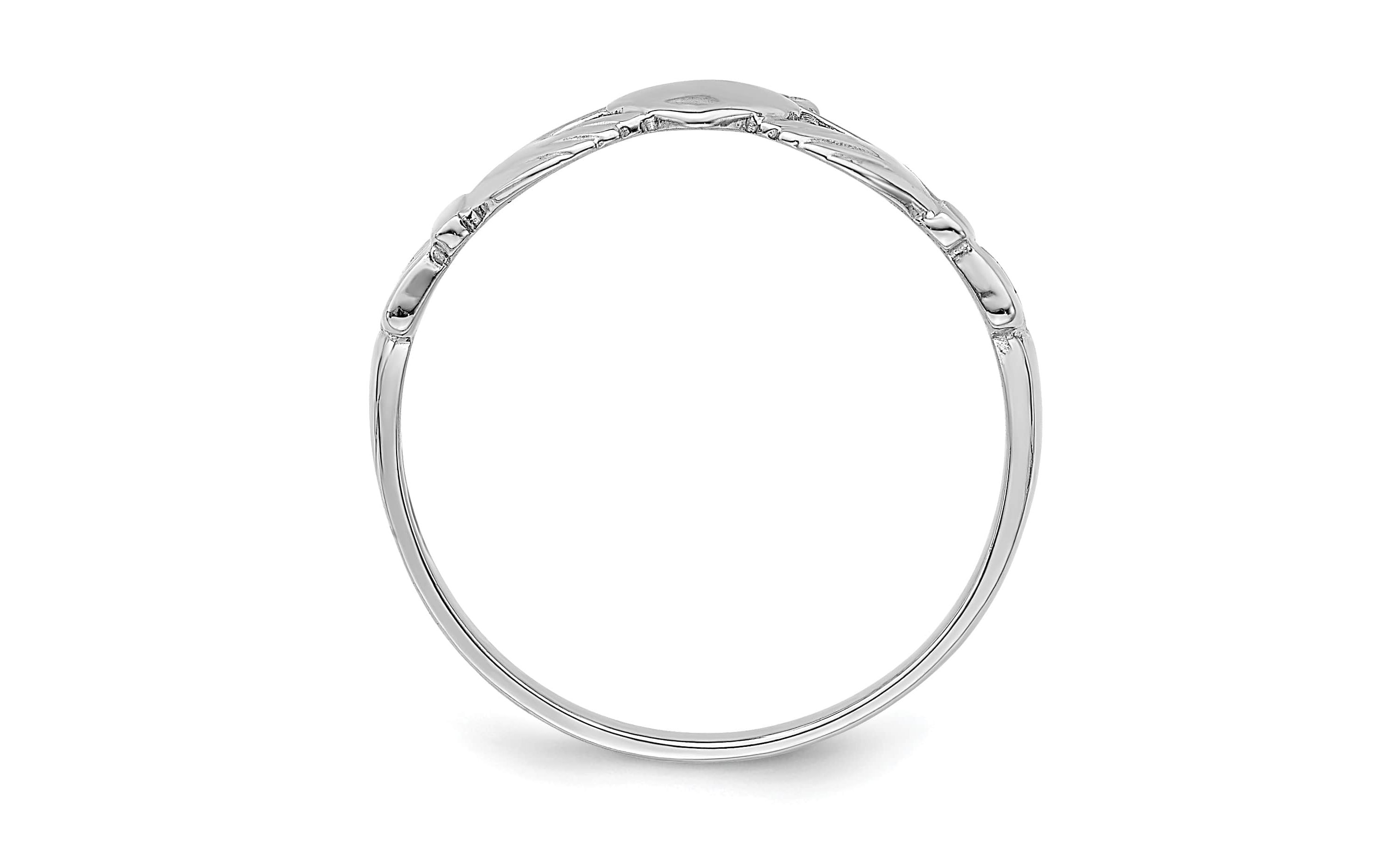 14K White Gold Polished Claddagh Ring