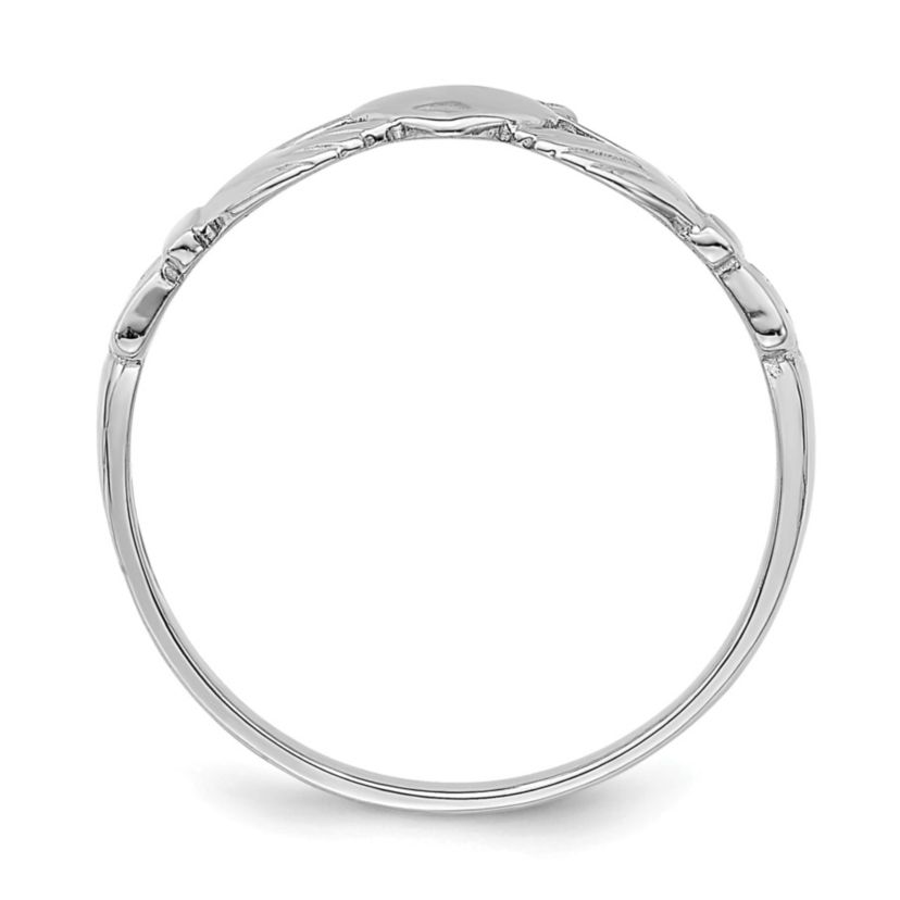 14K White Gold Polished Claddagh Ring