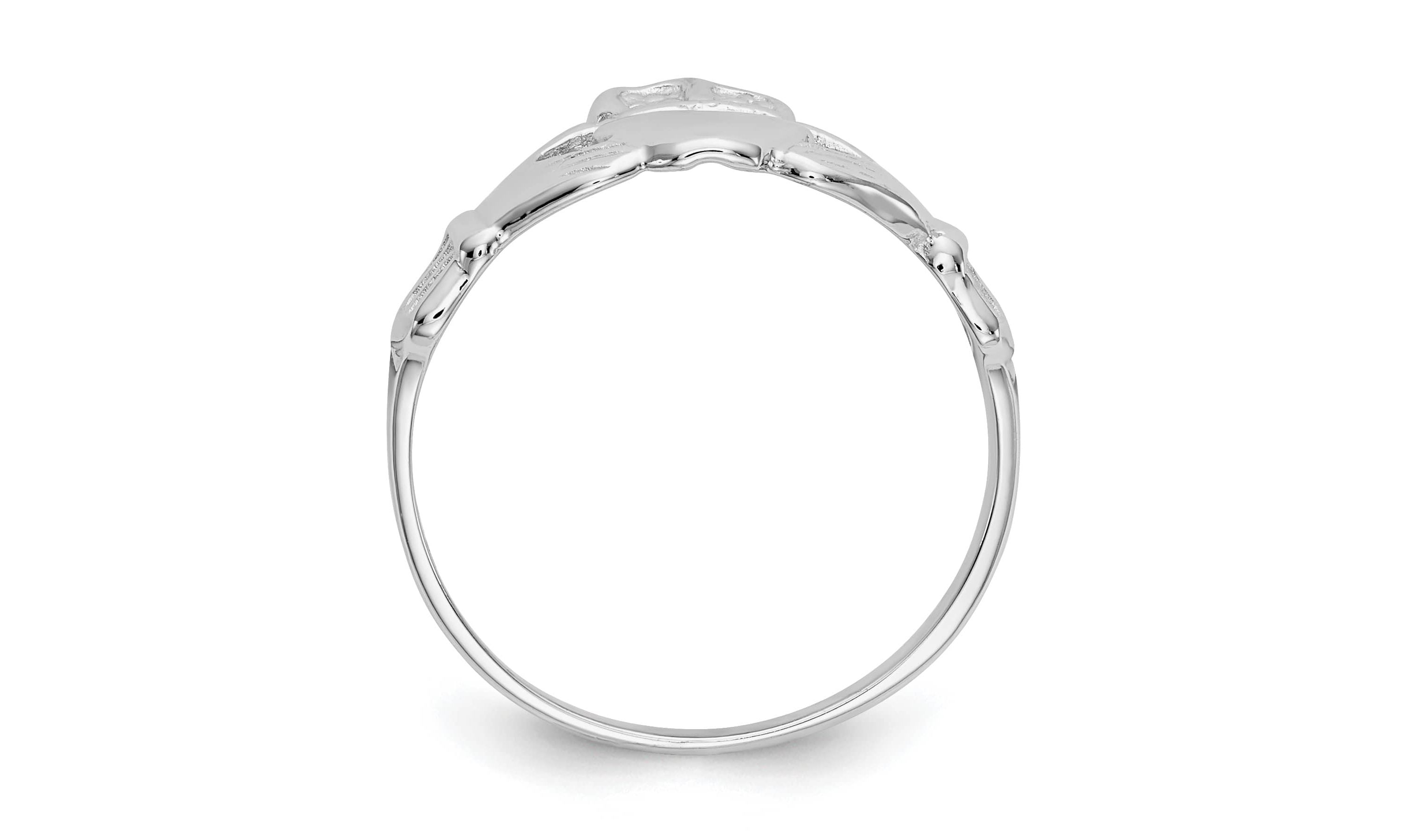 14K White Gold Polished Claddagh Ring