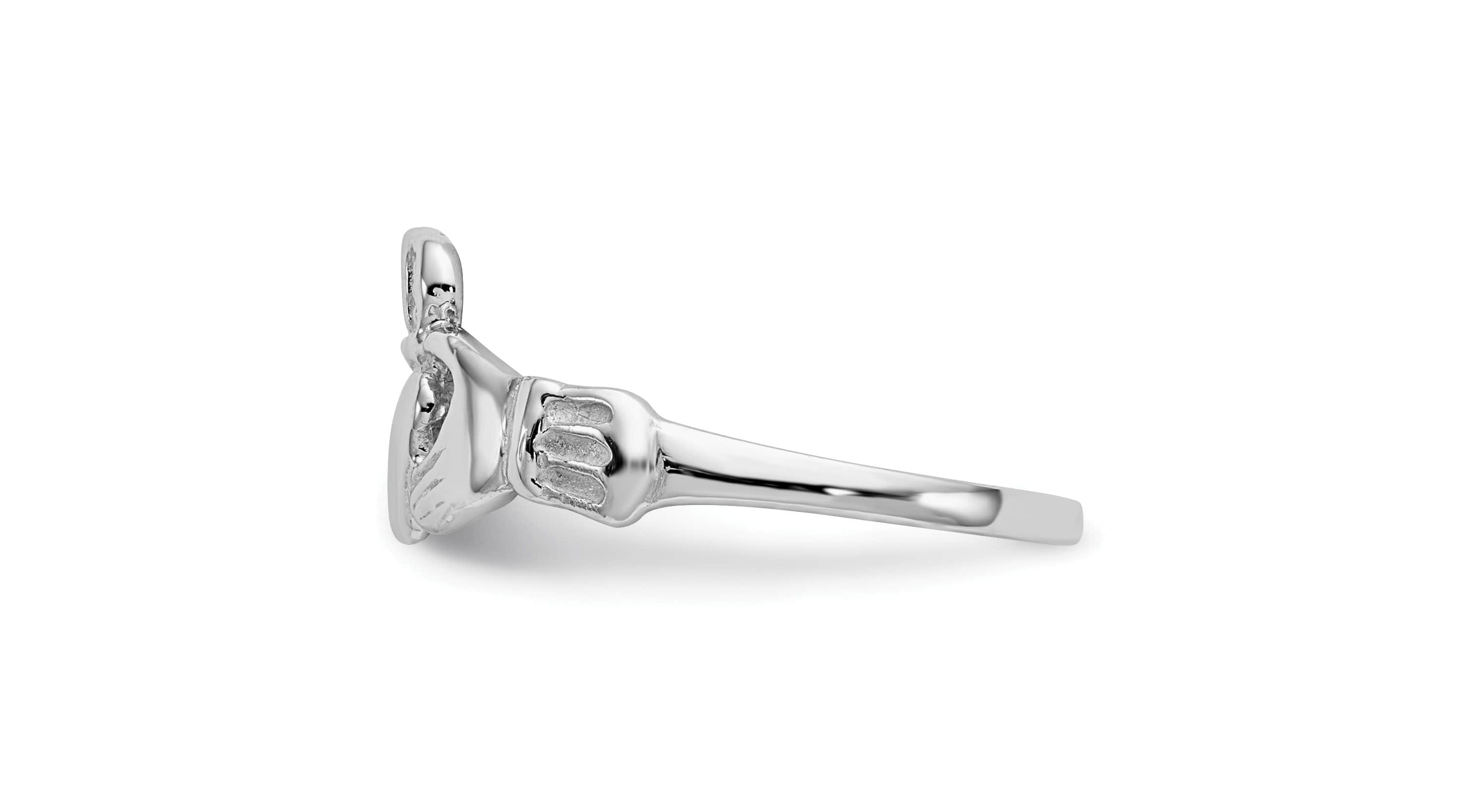 14K White Gold Polished Claddagh Ring