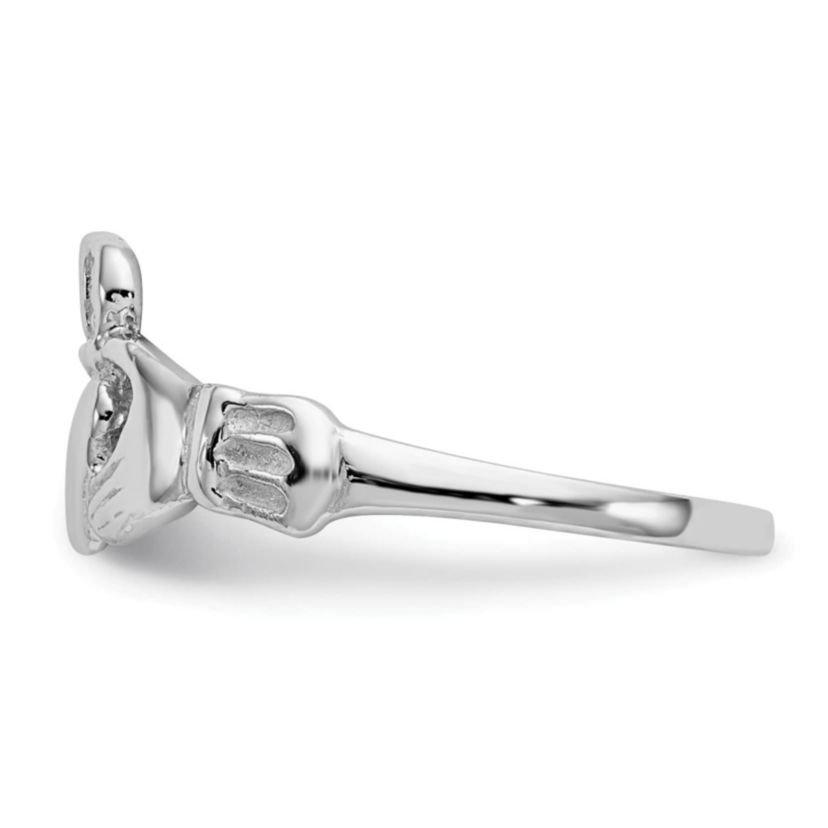 14K White Gold Polished Claddagh Ring