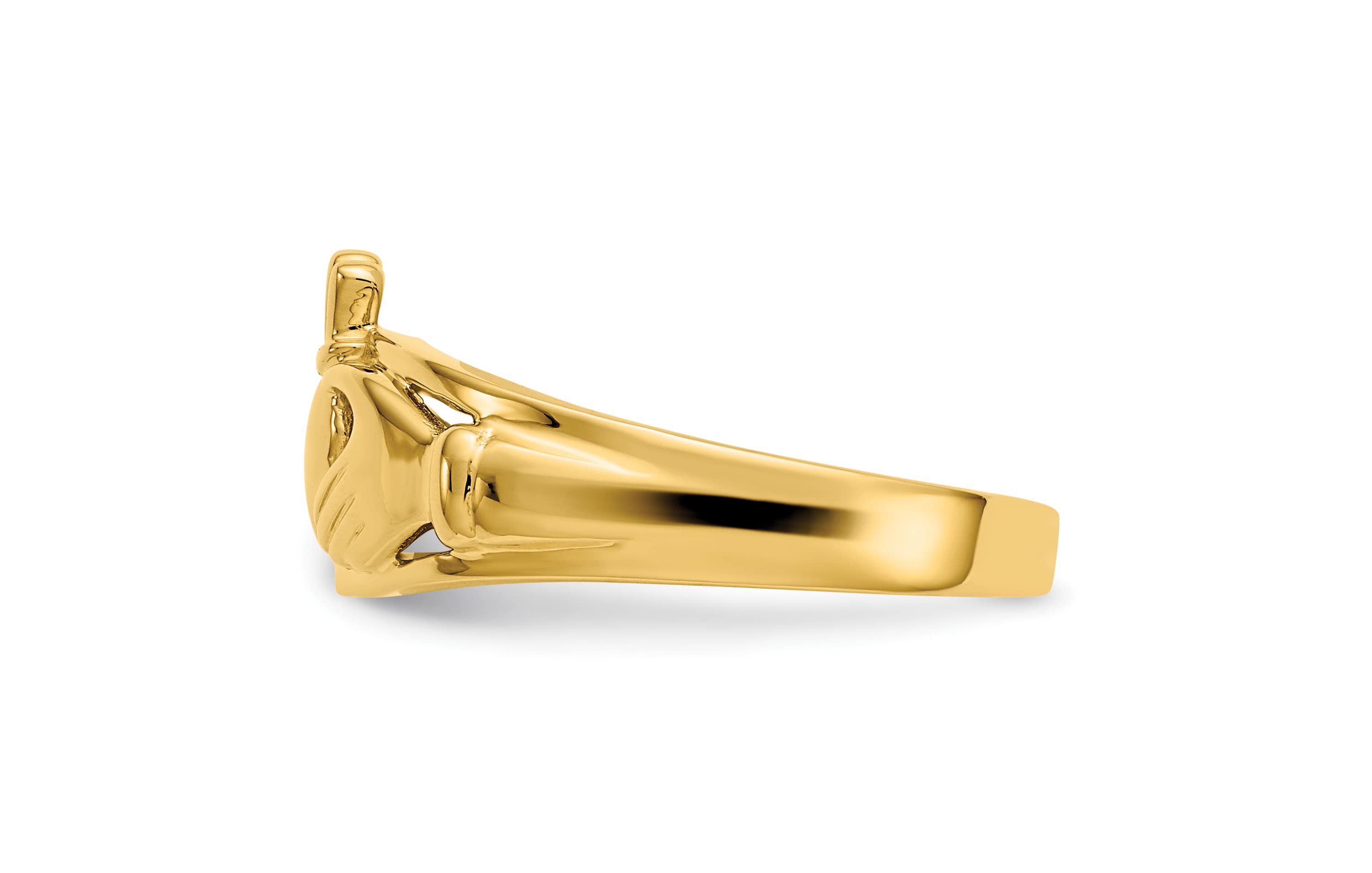 14K Yellow Gold Polished Ladies Claddagh Ring