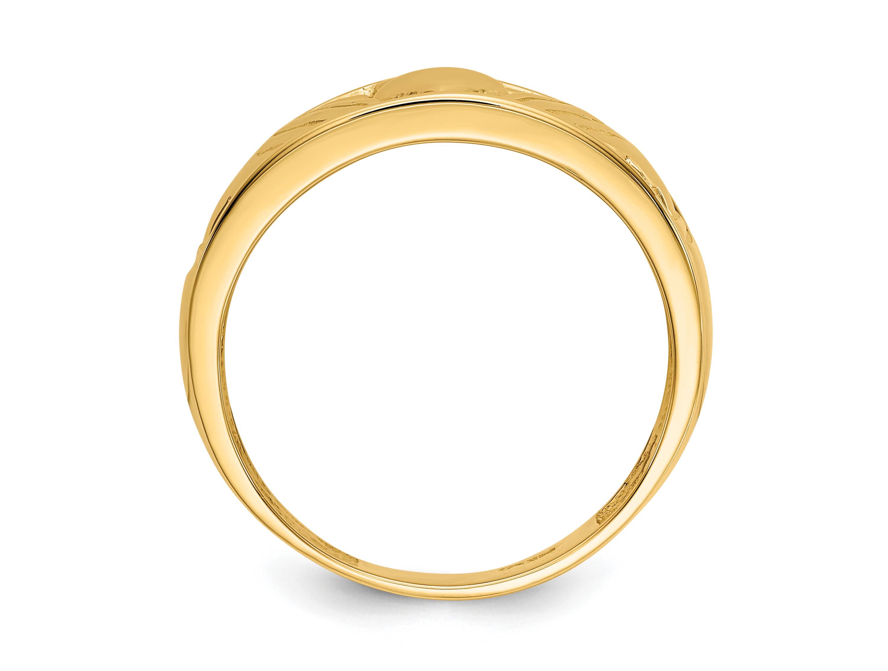 14K Yellow Gold Polished Mens Claddagh Band