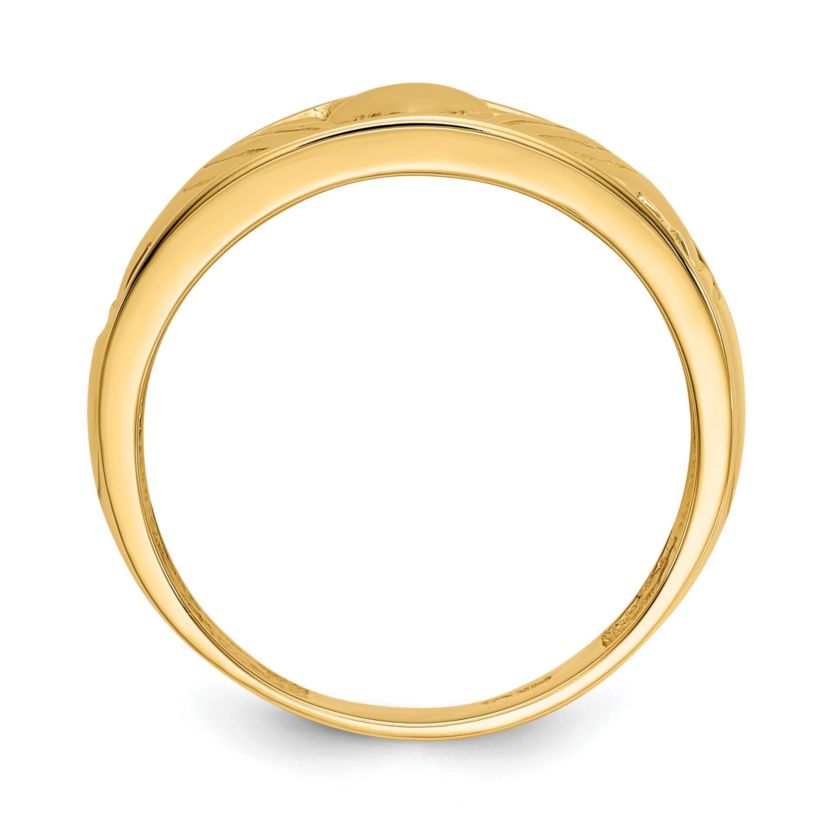 14K Yellow Gold Polished Mens Claddagh Band