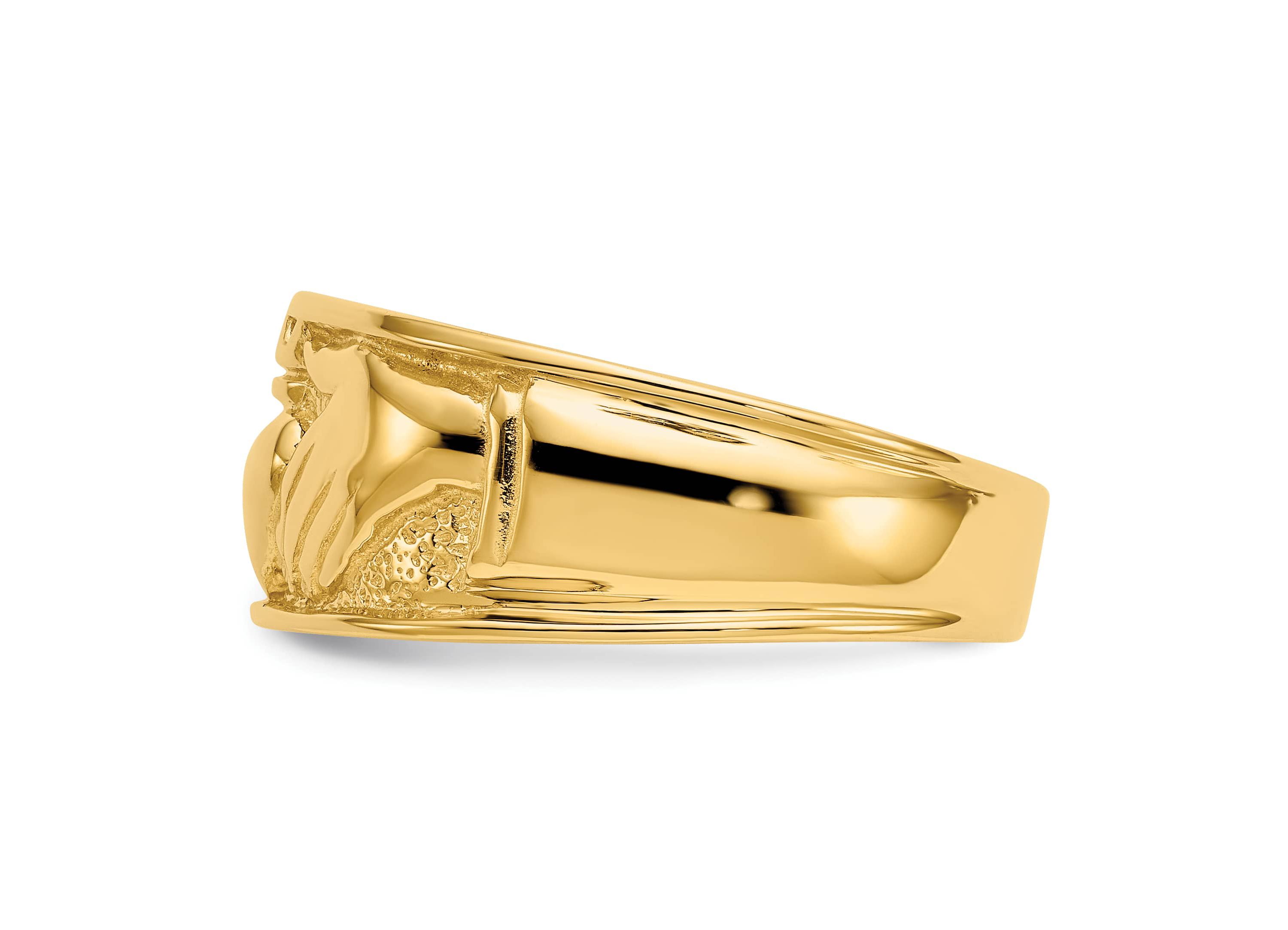 14K Yellow Gold Polished Mens Claddagh Band