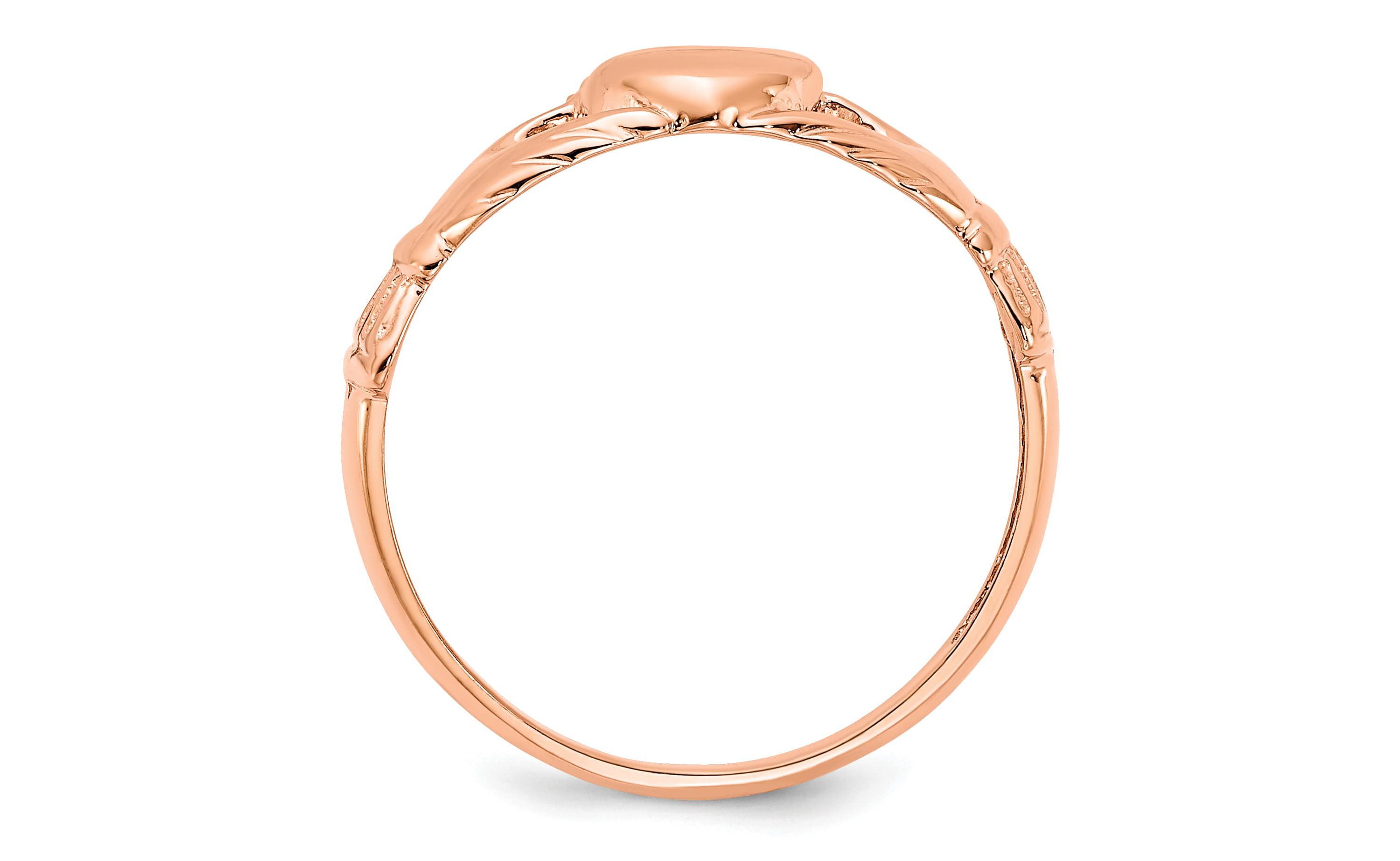 14K Rose Gold Polished Claddagh Ring
