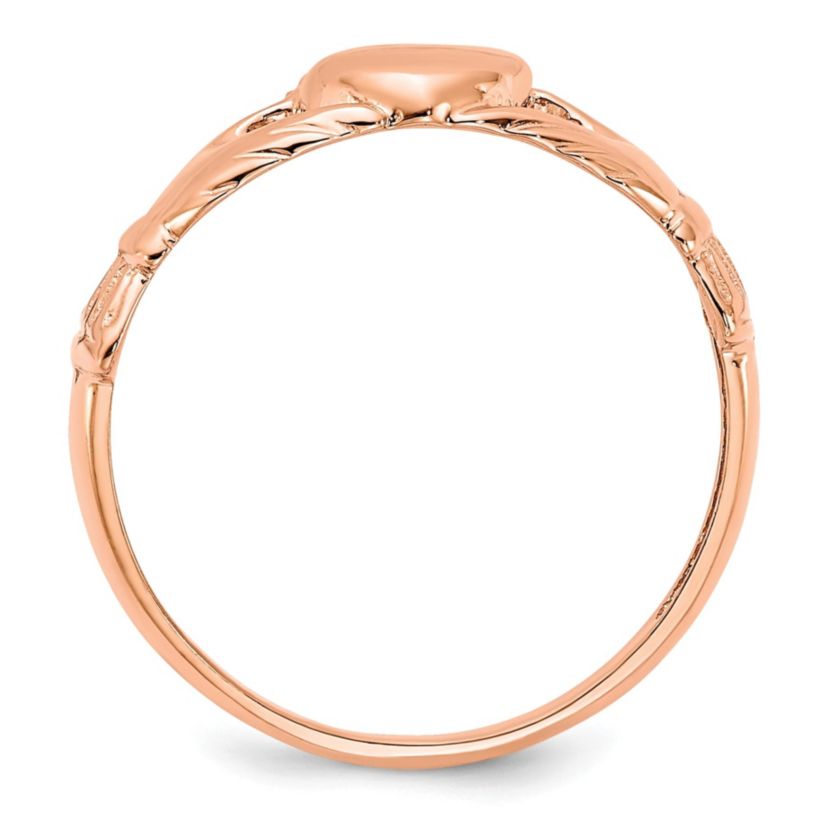 14K Rose Gold Polished Claddagh Ring