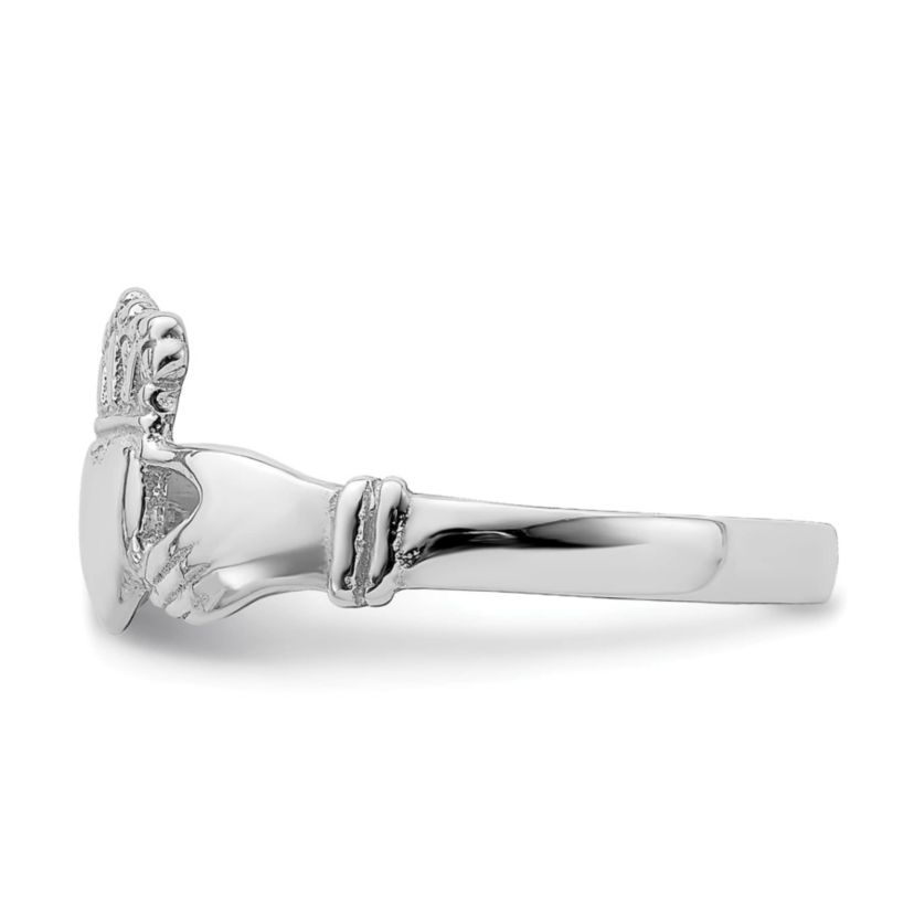 14K White Gold Polished Claddagh Ring