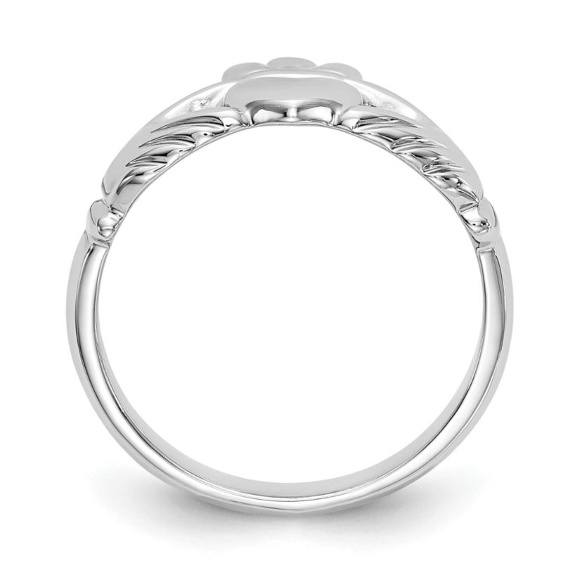 14K White Gold Polished Claddagh Ring