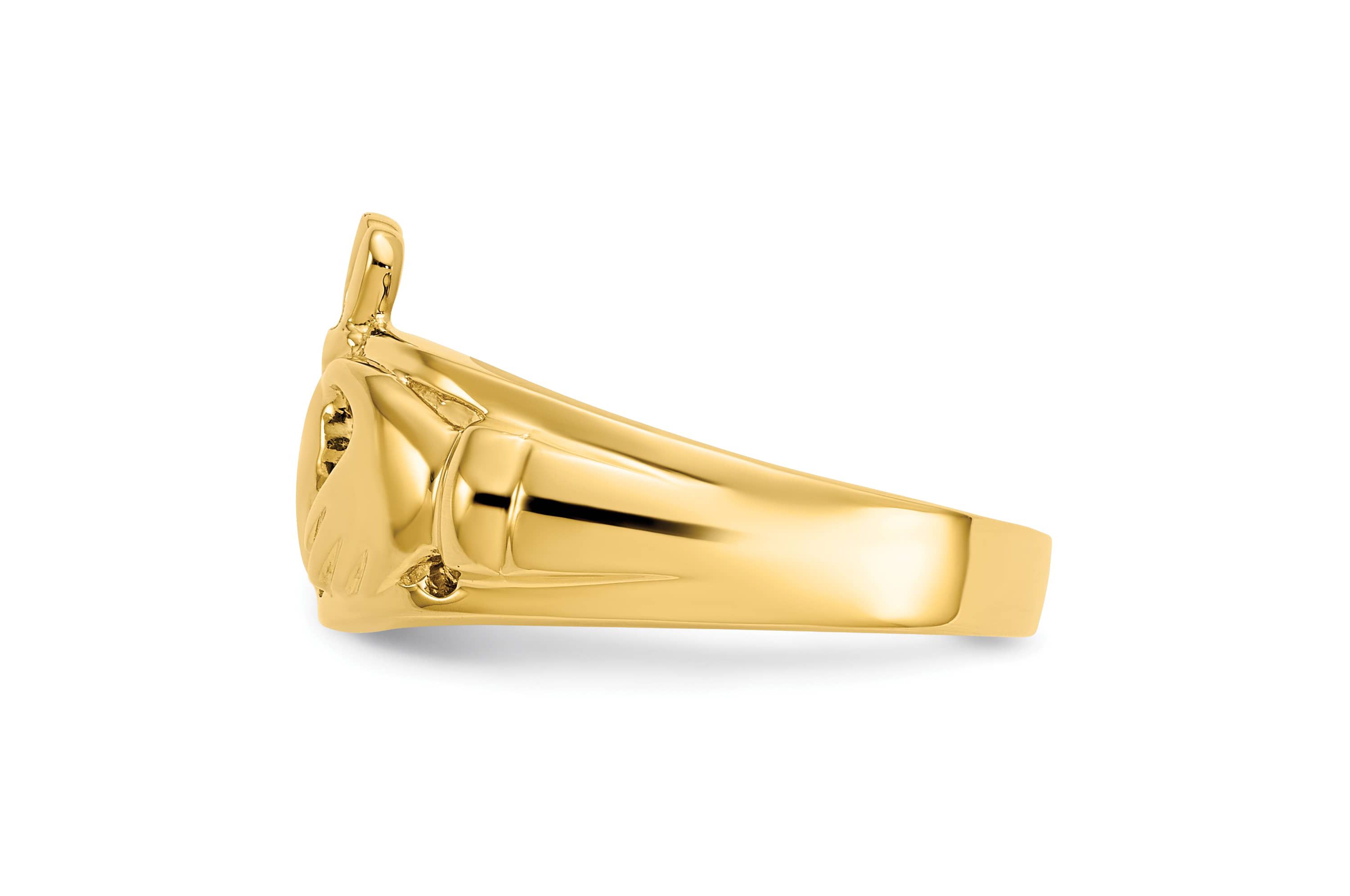 14K Yellow Gold Polished Ladies Claddagh Ring