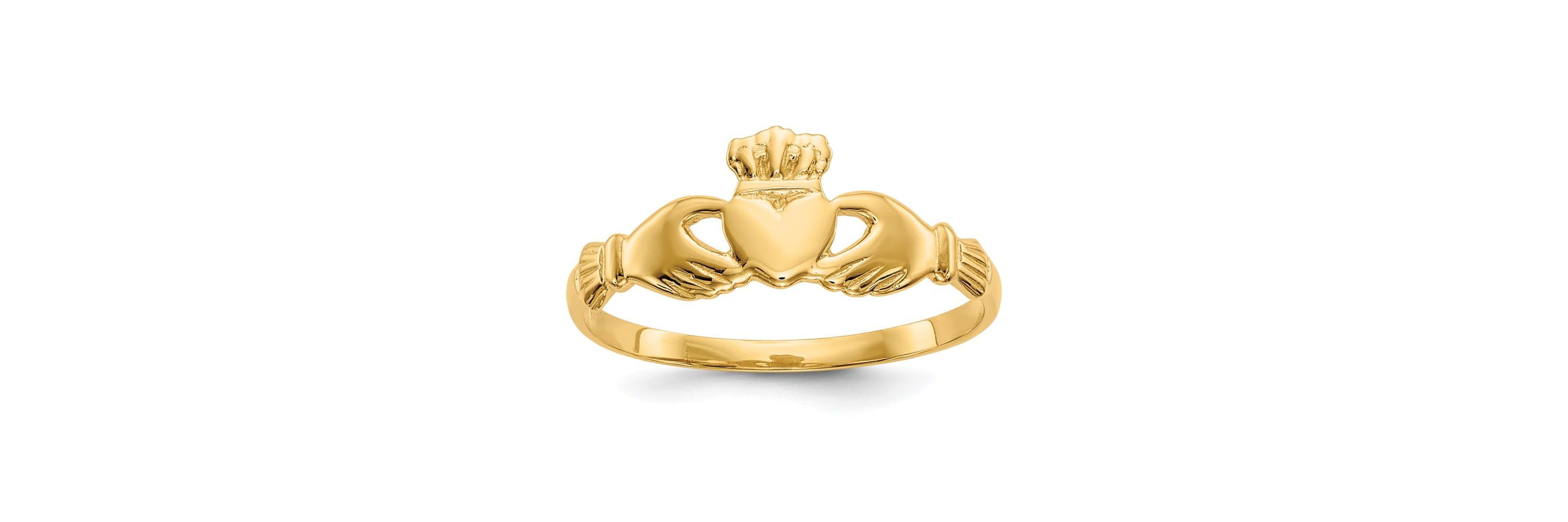 14K Yellow Gold Claddagh Ring