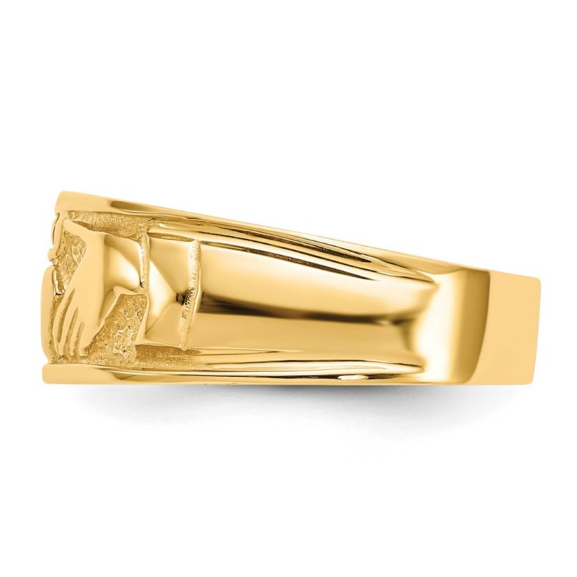 14K Yellow Gold Polished Claddagh Band