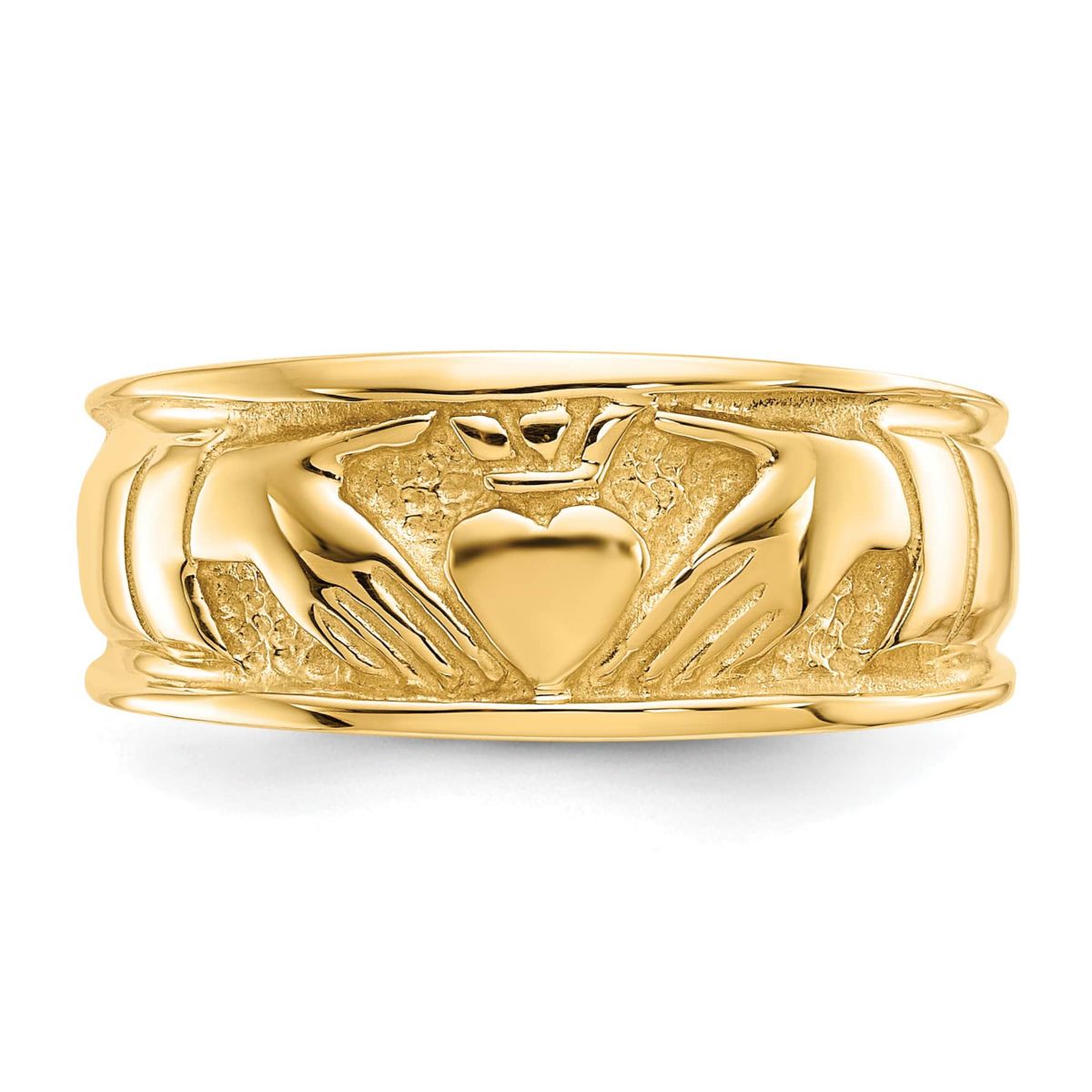14K Yellow Gold Polished Claddagh Band