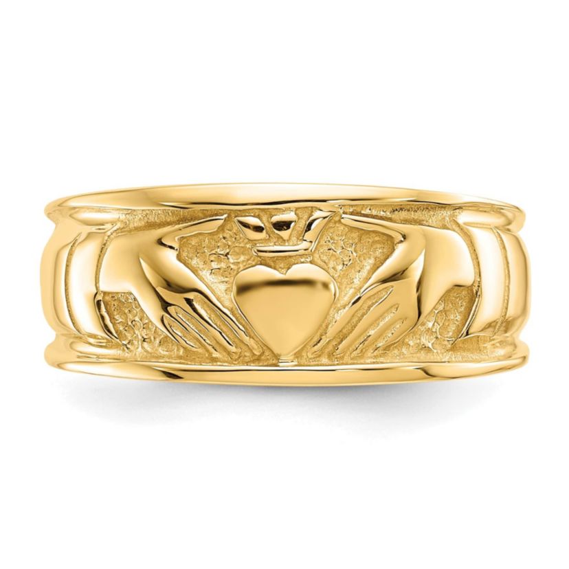 14K Yellow Gold Polished Claddagh Band