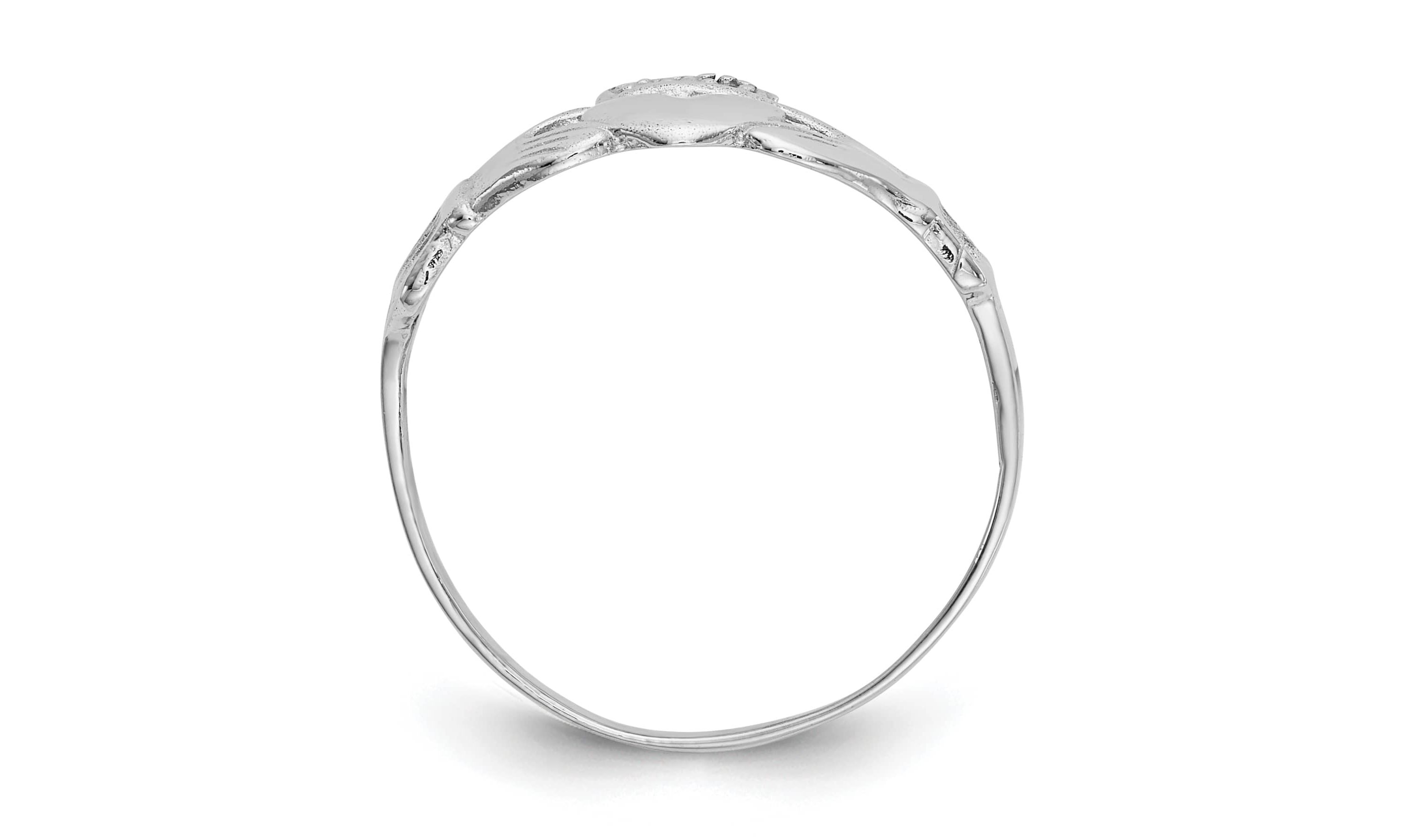 14K White Gold Polished Claddagh Ring