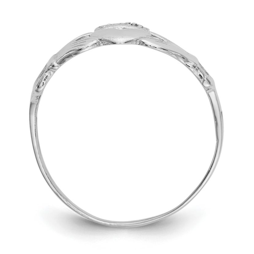 14K White Gold Polished Claddagh Ring